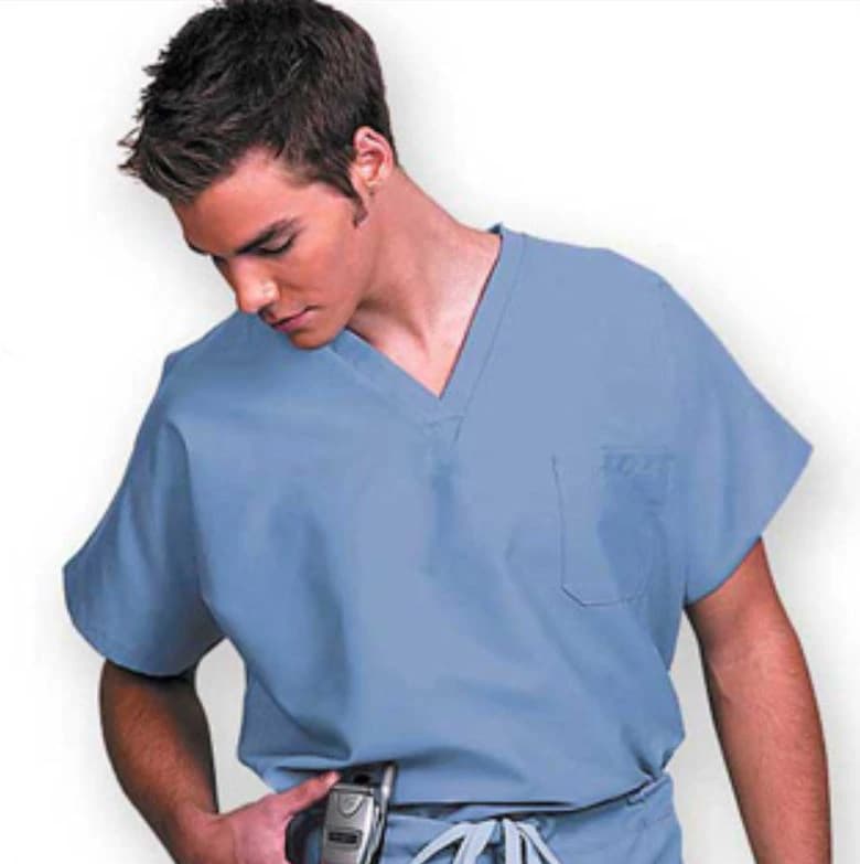 Fashion Seal Scrub Top Unisex V-Neck 1 Pocket, Medium, Ceil Blue, 65% Polyester/35% Cotton, 78737 - Scrub Top Unisex 1 Pkt V-Neck - Image 1