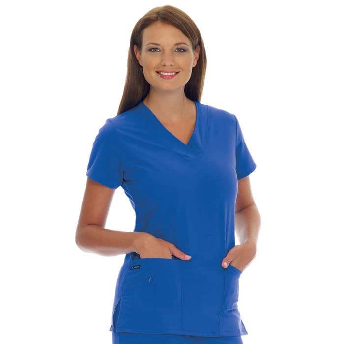 Jockey Scrub Top Banded V-Neck 3 Pocket, Women's, 2X Large, Galaxy Blue, 72% Polyester/21% Rayon/7% Spandex, 2206 - Scrub Top Banded V-Neck 3 Pkt - Image 1