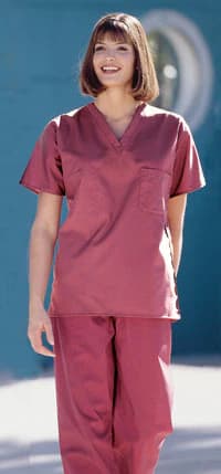Fashion Seal Healthcare® Unisex Set-In Sleeve Scrub Shirt, Cranberry, Extra Large, 55% Cotton/45% Polyester, V-Neck, 1/Pkg - Fashion Seal Healthcare® Unisex Set-In Sleeve Scrub Shirts - Cranberry, Extra Large - Image 1