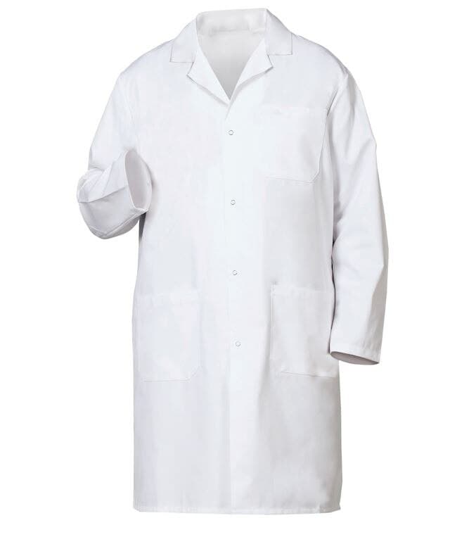 Fashion Seal Lab Coat, Men's, 41" Knee Length, 65% Polyester/35% Cotton, White, 3 Pockets, Non-Sterile - Lab Coat Mens 41" 65/35 Poplin - Image 1