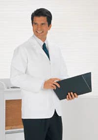 Fashion Seal Lab Coat, Men's Short, 34" Length, White, 65% Polyester / 35% Cotton, 3 Pockets, Style 447 thumbnail 2