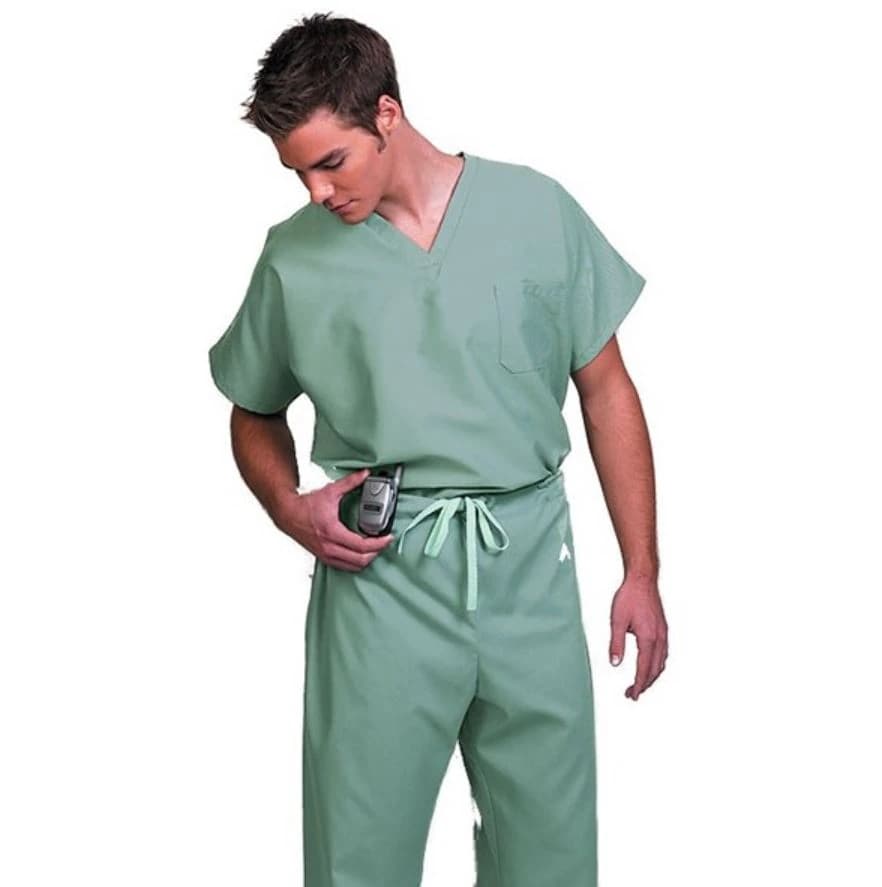 Fashion Seal Unisex V-Neck Scrub Top, 1 Pocket, Short Sleeves, 2X Large, Sage, Style 78750 - Scrub Top Unisex 1 Pkt V-Neck - Image 1