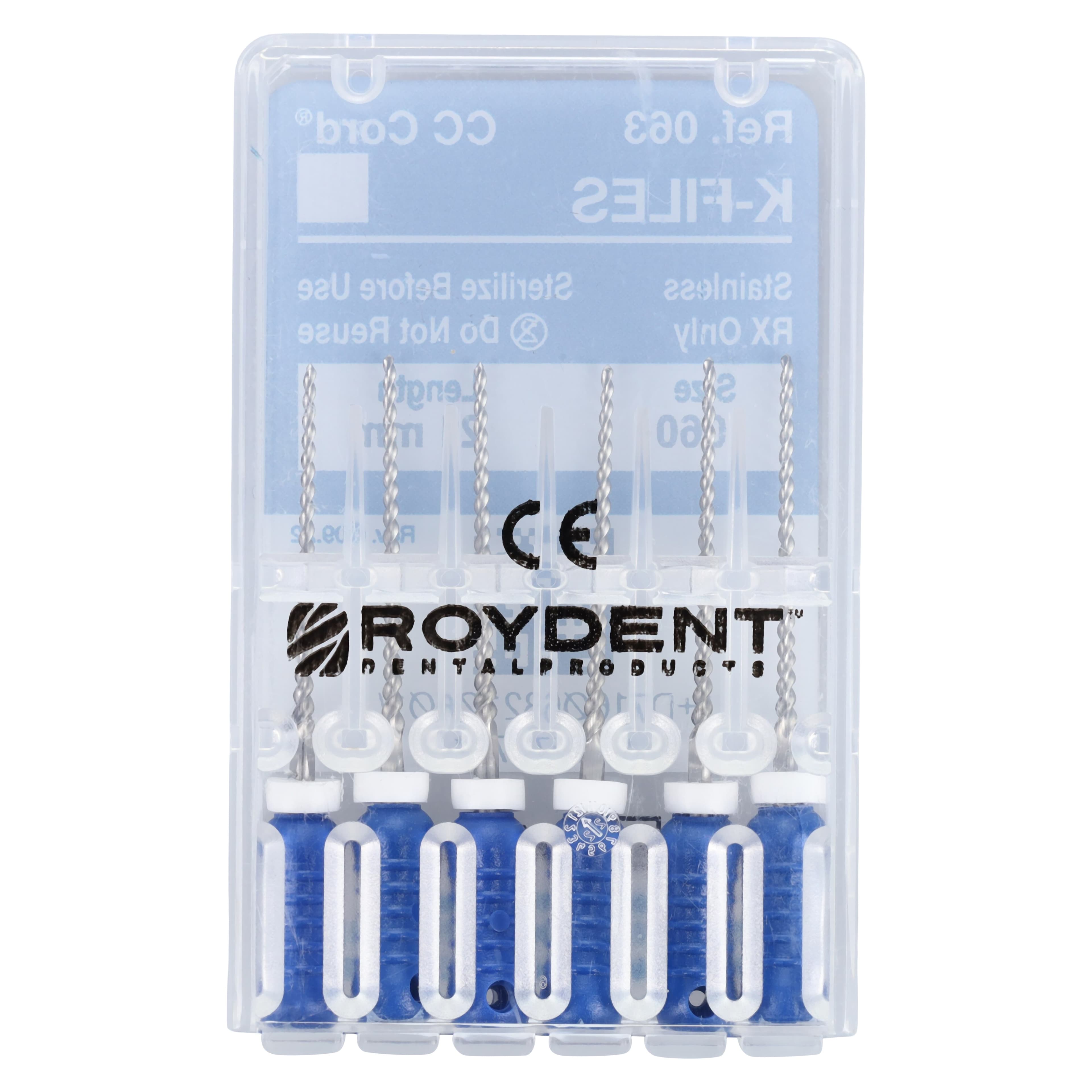 Roydent K-Files Stainless Steel with Silicone Stops, Size #60, 21mm, Blue, 6/Pack, 06321060R thumbnail 2