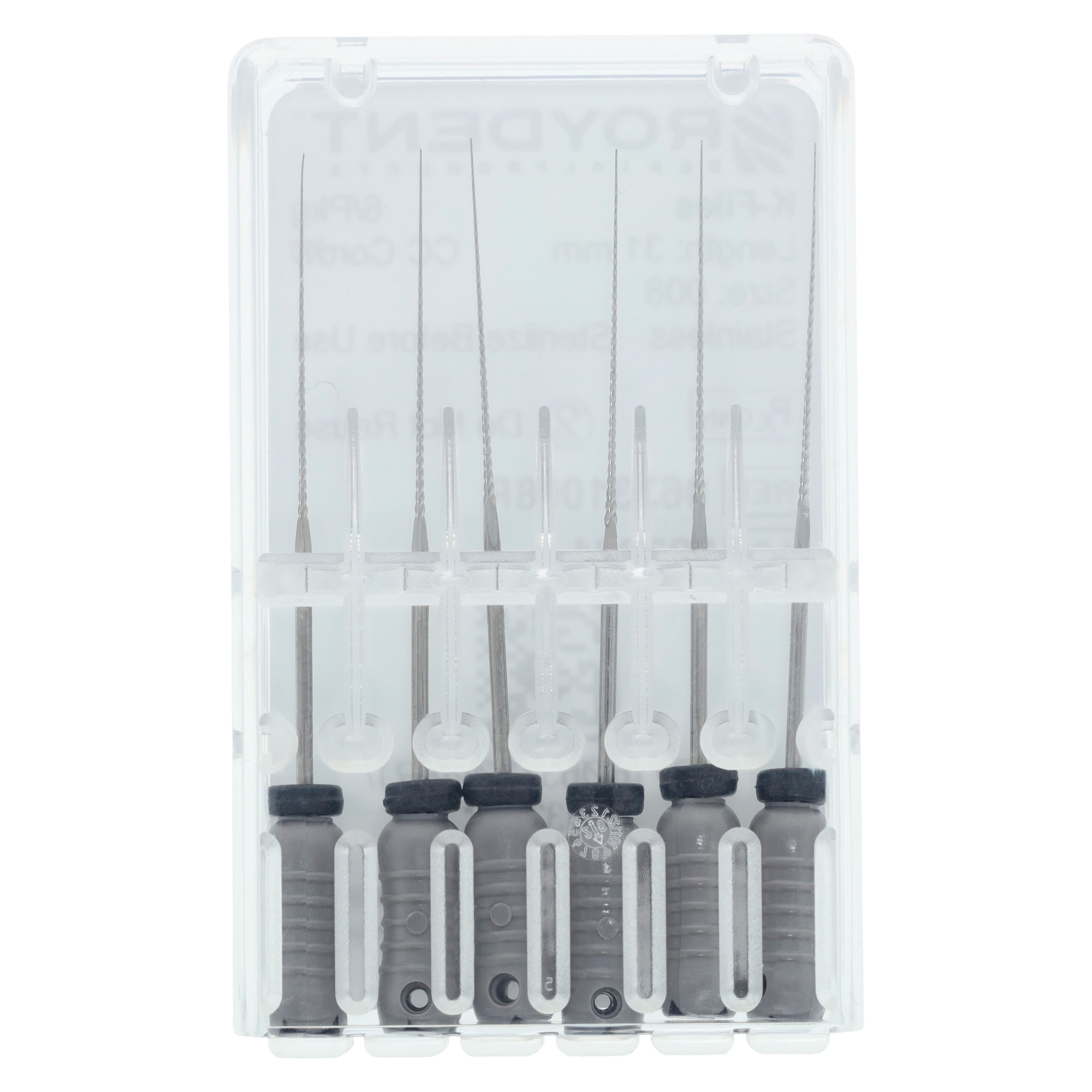 Roydent K-Type Files, Size #08, 31mm, Stainless Steel with Silicone Stops, 6/Pack, 06331008R thumbnail 4