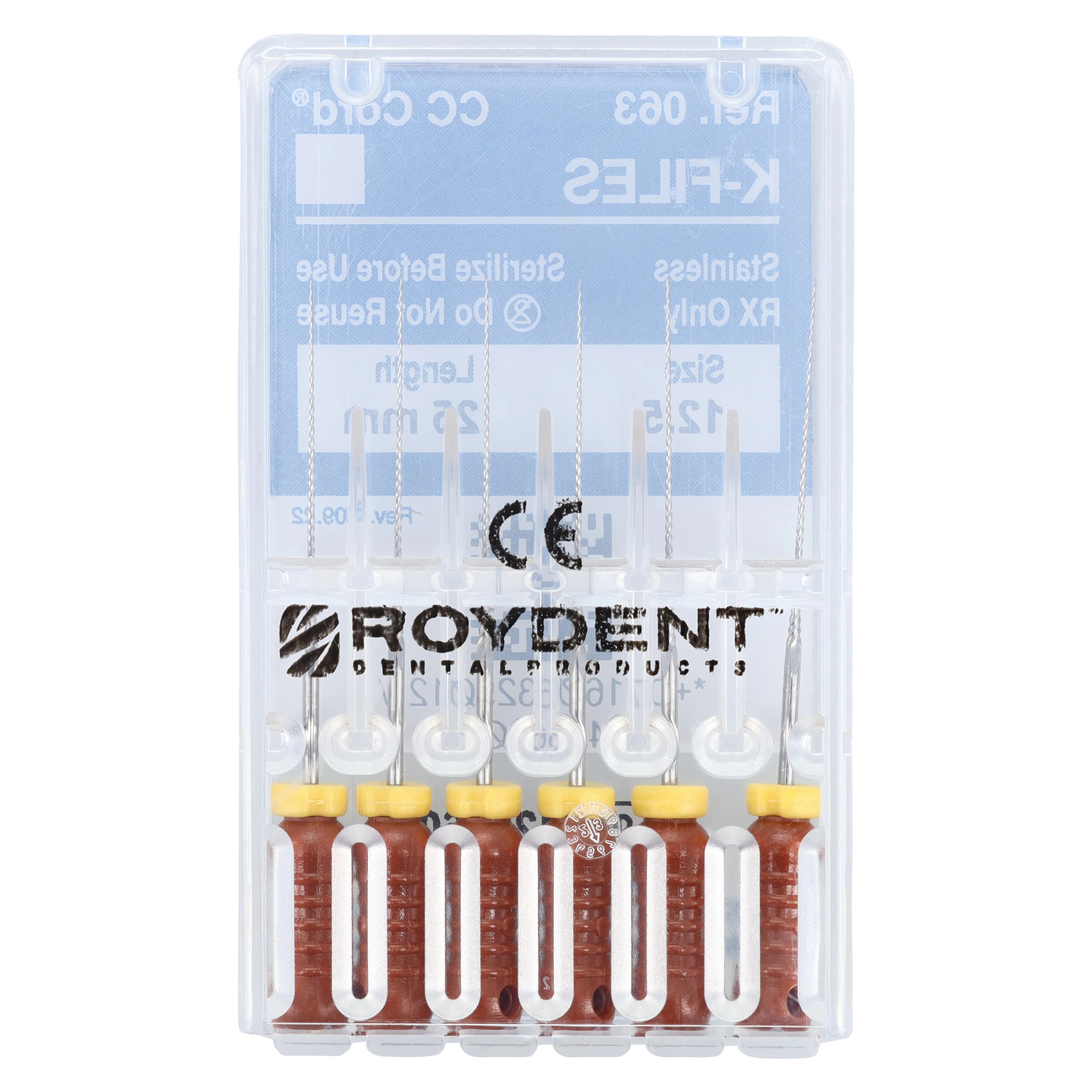 Roydent K-Type Files, 25mm, Size #12.5, Stainless Steel, Color-Coded Silicone Stops, 6/Pack, 06325012R thumbnail 2