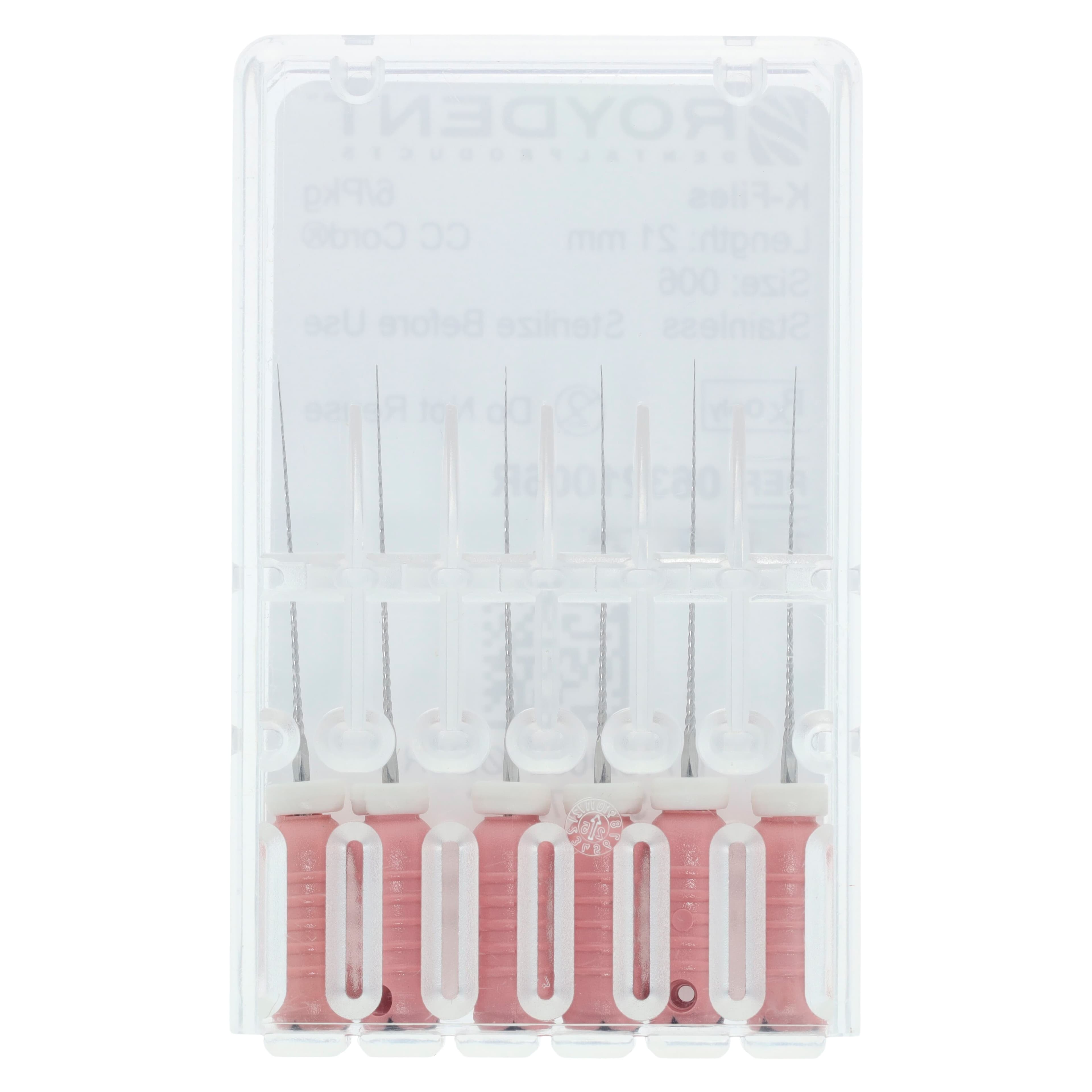 Roydent K-Type Files, Size #06 (Pink), 21mm, Stainless Steel, Pack of 6, 06321006R thumbnail 3