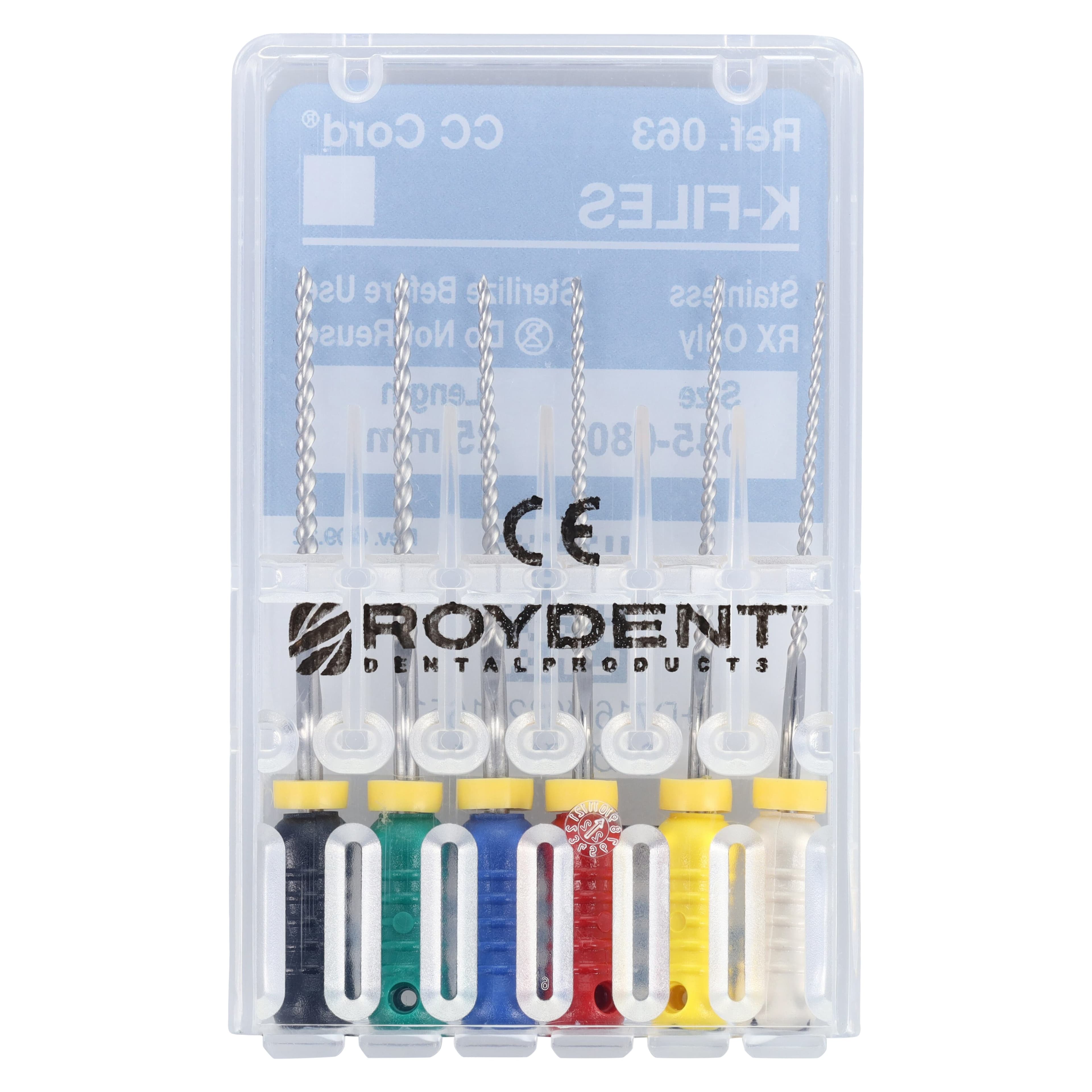 Roydent K-Type Files, Stainless Steel, 25mm, Assorted #45-80, 6/Pack, 06325165R thumbnail 2