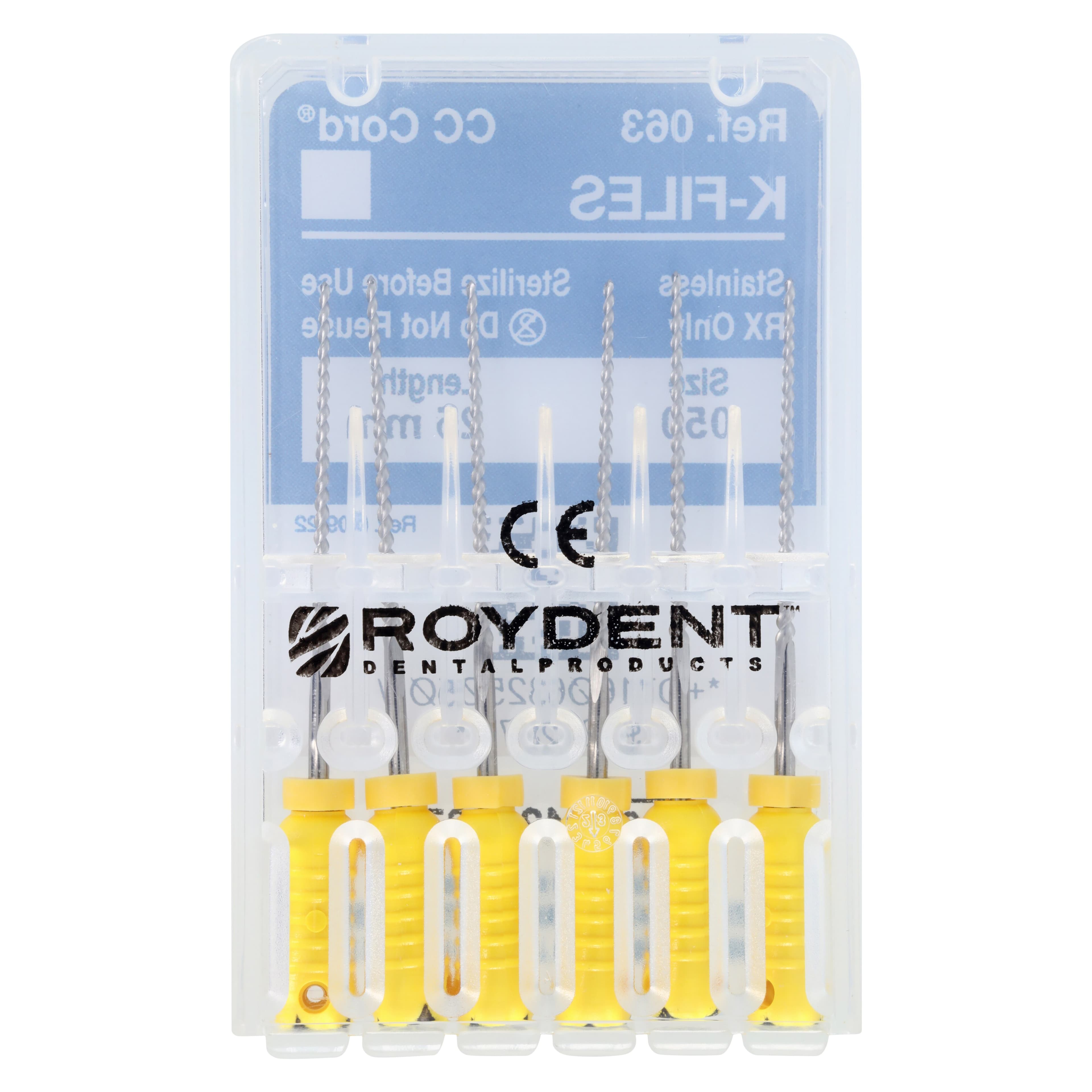 Roydent K-Type Files, Size #50, 25mm, Stainless Steel with Silicone Stops, Yellow, 6/Pack, 06325050R thumbnail 2