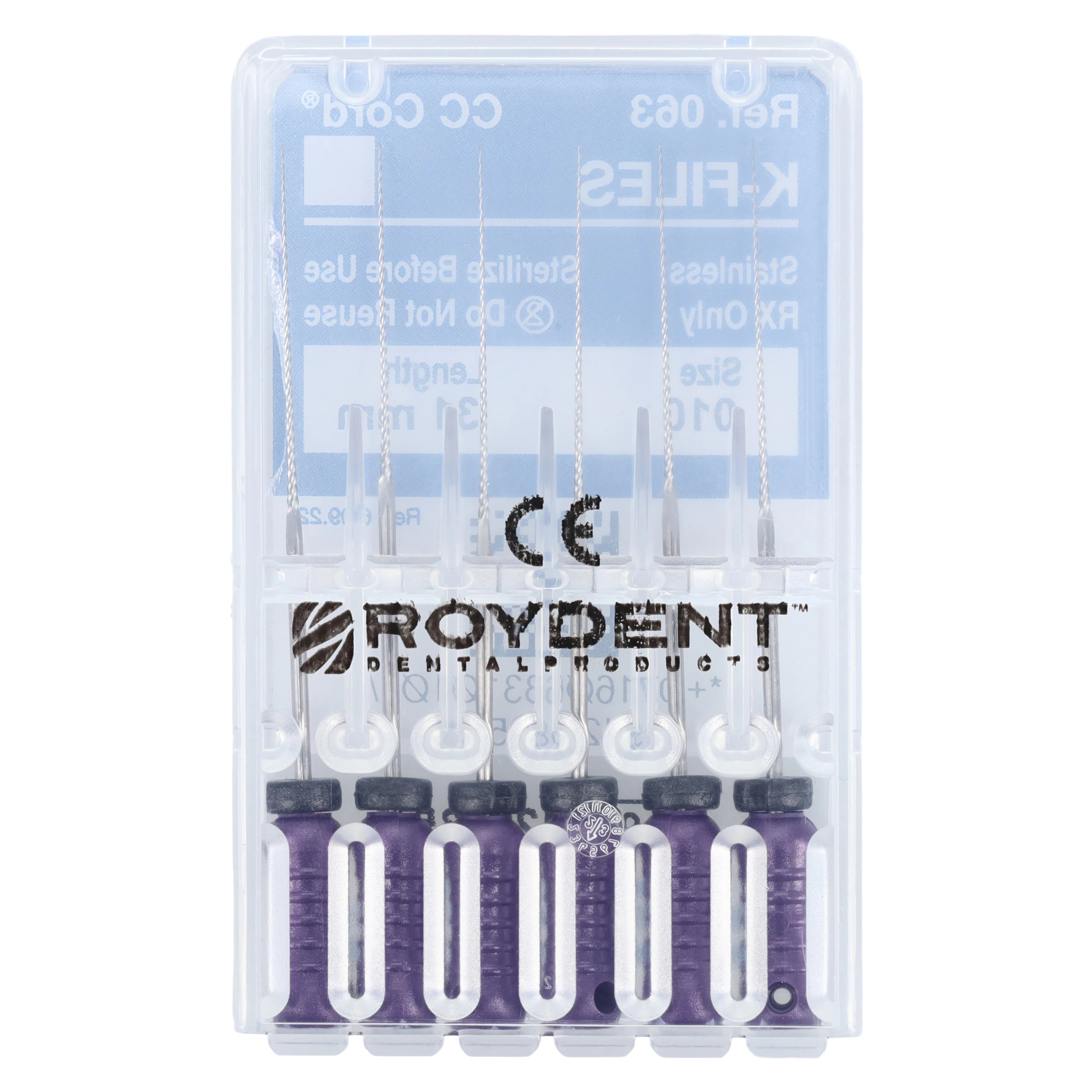 Roydent K-Type Files, Size #10, 31mm, Stainless Steel, Color-Coded Purple, 6/Pack, 06331010R thumbnail 2