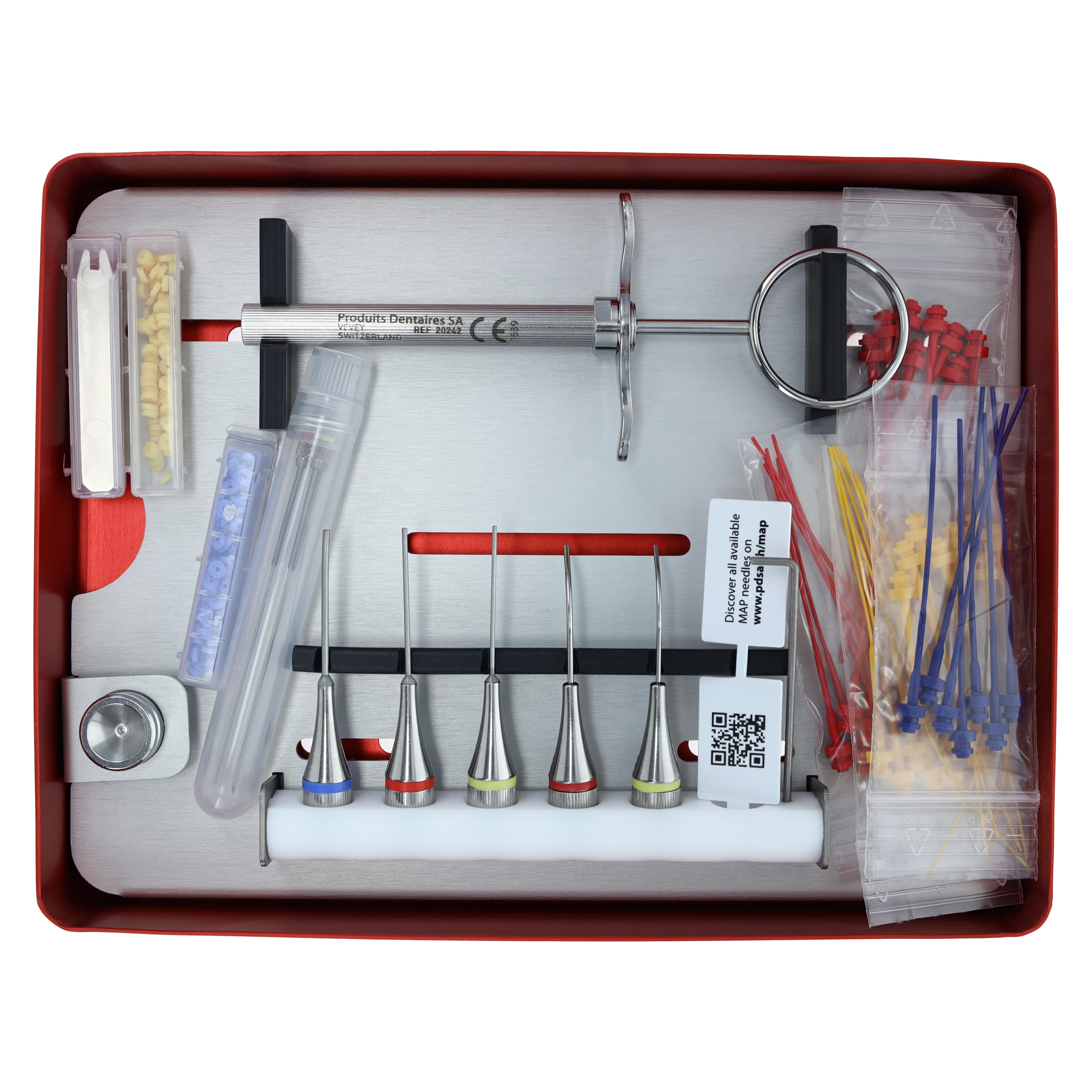 MAP Universal Complete Endodontic Kit - Micro Apical Placement System with NiTi Memory Shape Needles, Stainless Steel Syringe, Cleaning Instruments & Sterilizable Case thumbnail 3