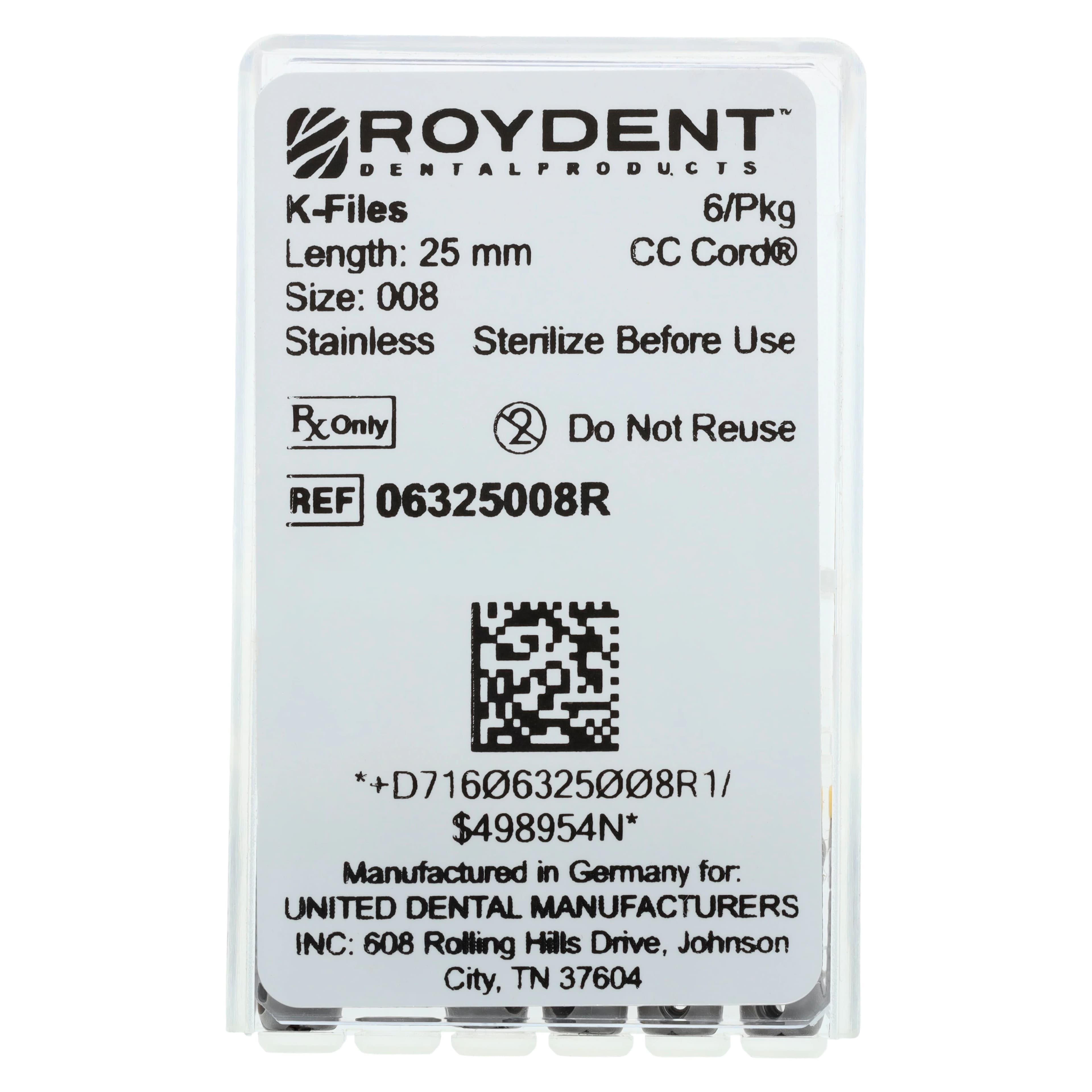 Roydent K-Type Files, #08 (Gray), 25mm, Pack of 6, 06325008R thumbnail 4