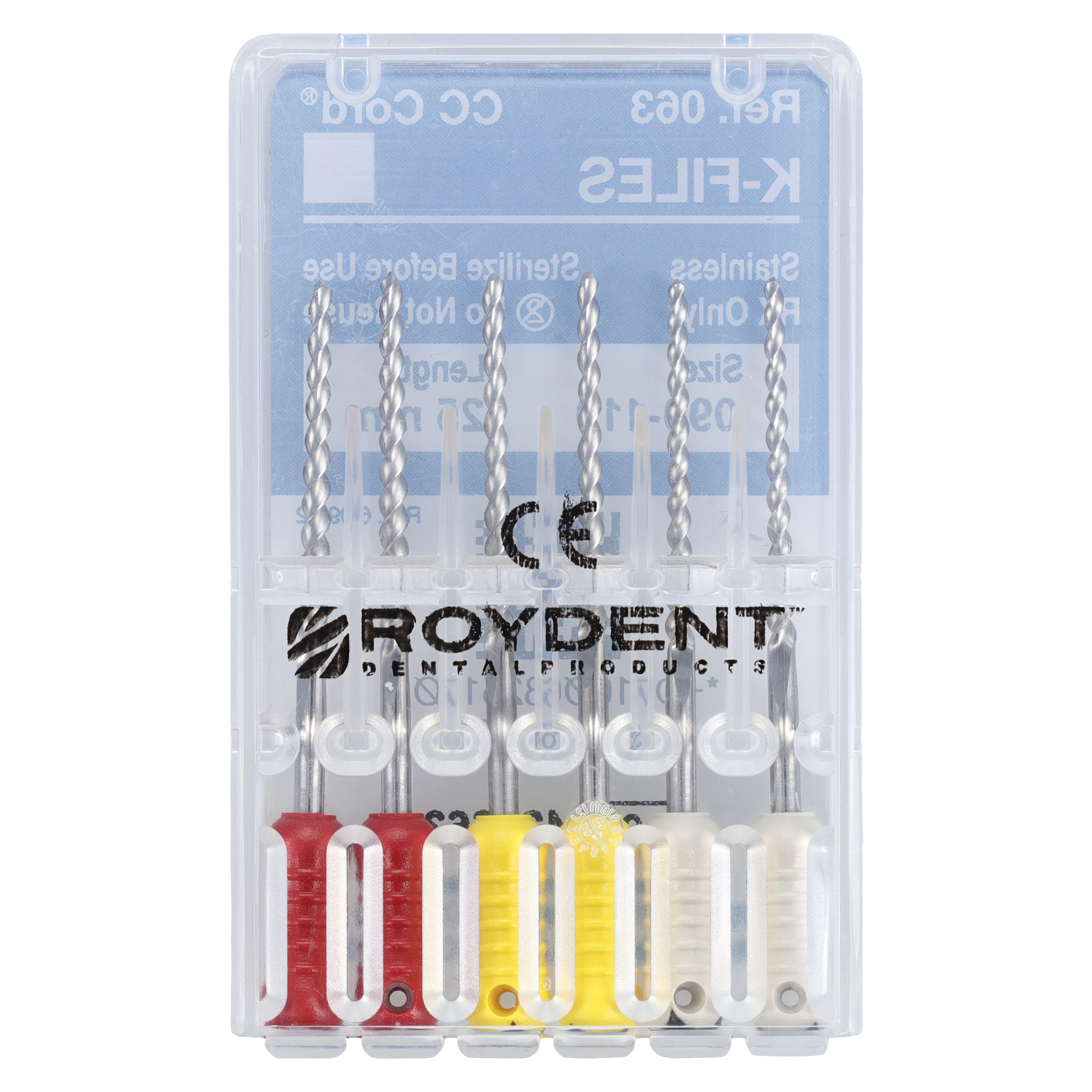 Roydent K-Type Files, 25 mm, Assorted #90-110, Stainless Steel, Color Coded, Non-Sterile, 6/Pack, 06325170R thumbnail 2