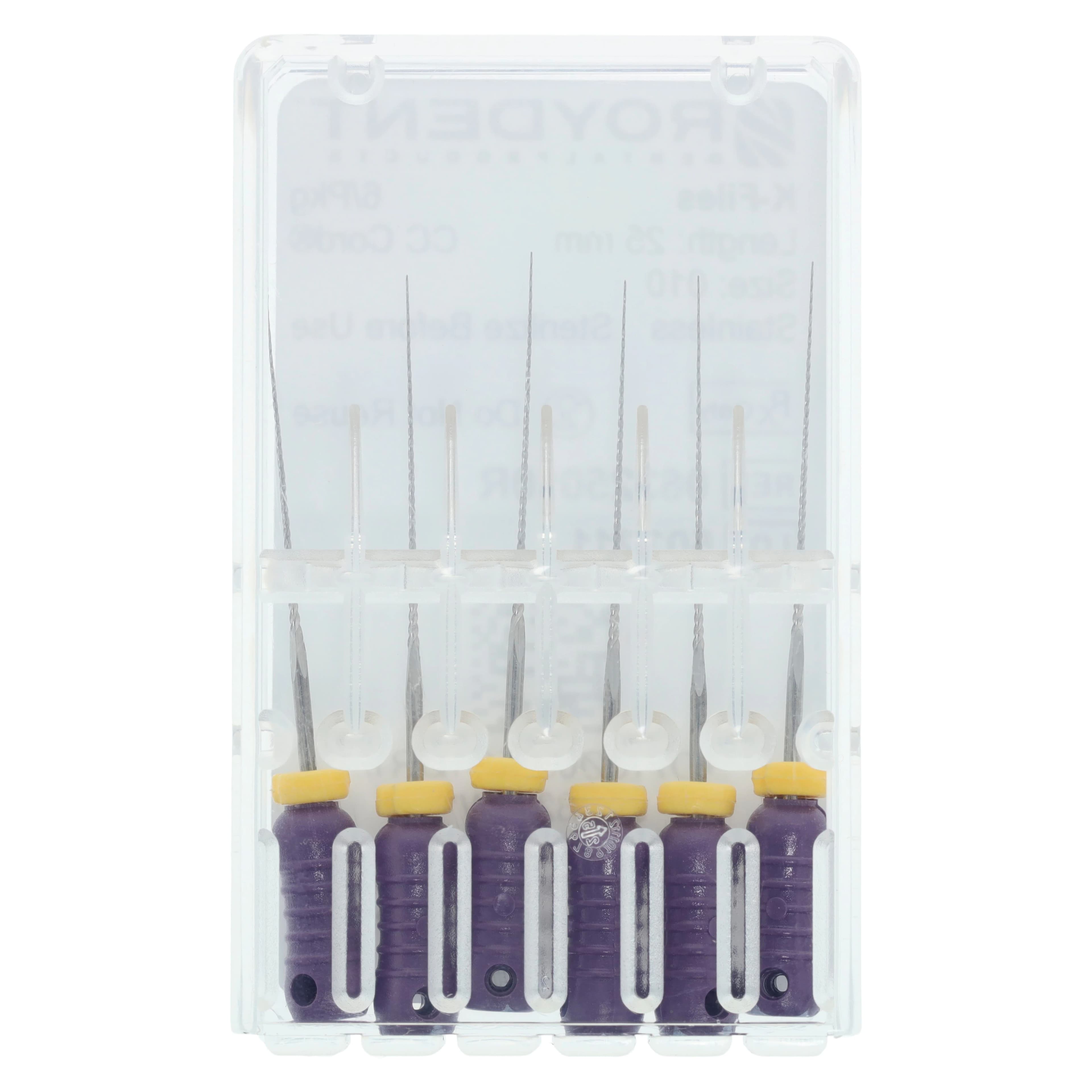 Roydent K-Type Files, Size #10, 25mm, Stainless Steel, Color-Coded Purple, 6/Pack, 06325010R thumbnail 5