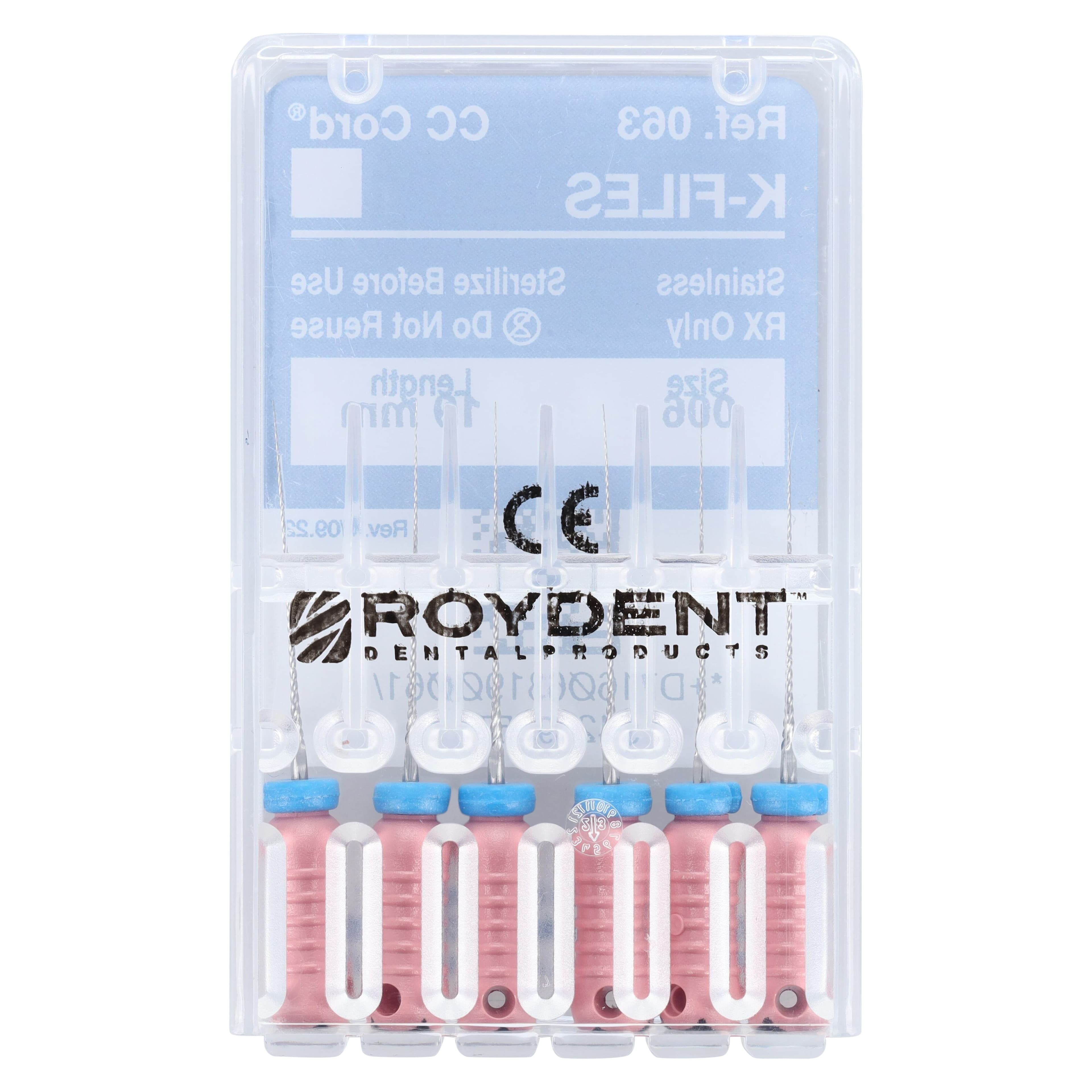 Roydent K-Type Files, Size #06, 19mm, Stainless Steel, Color-Coded Pink, 6/Pack, 06319006R thumbnail 2