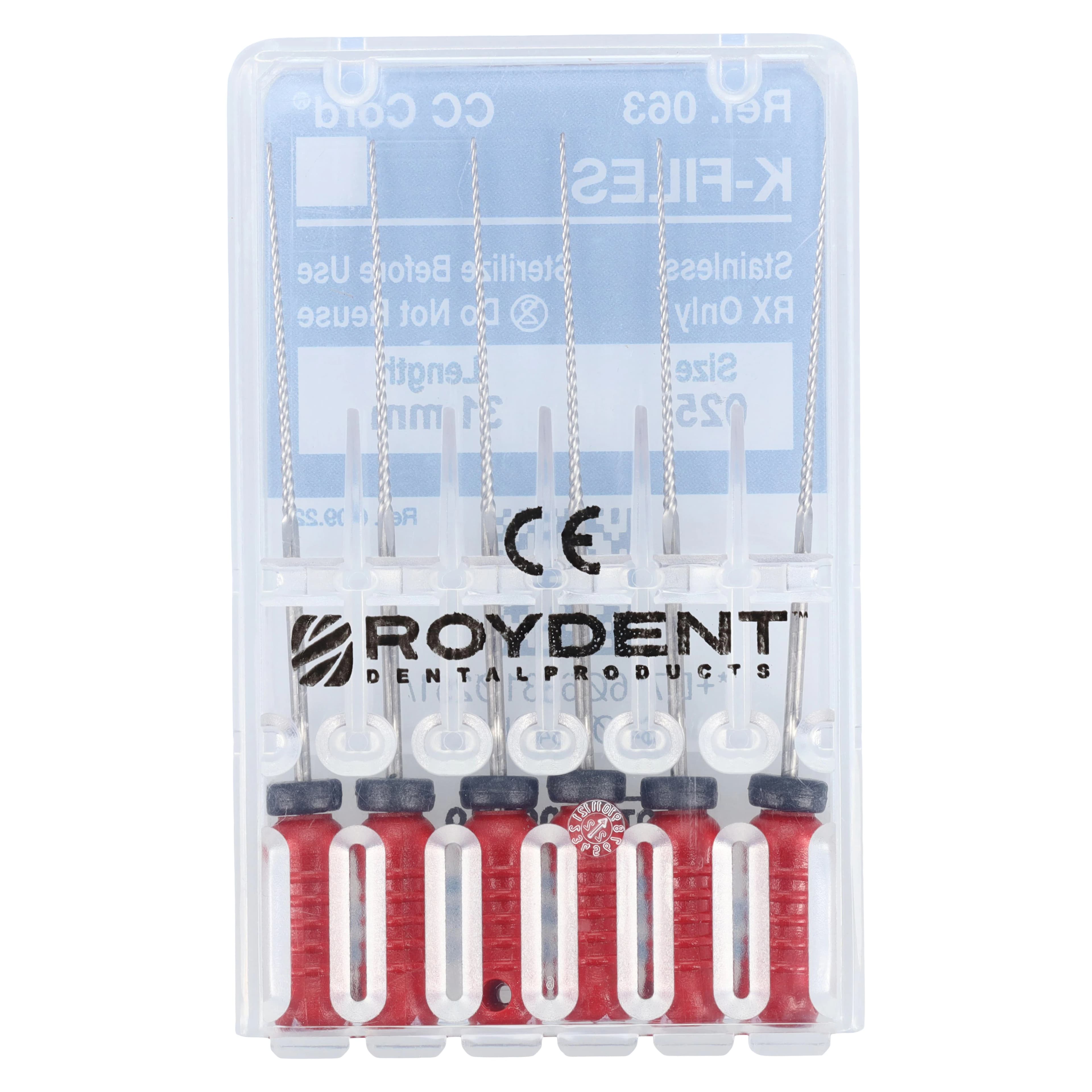 Roydent K-Type Files, Size #25, 31mm, Stainless Steel, Color-Coded Red, 6/Pack, 06331025R thumbnail 2