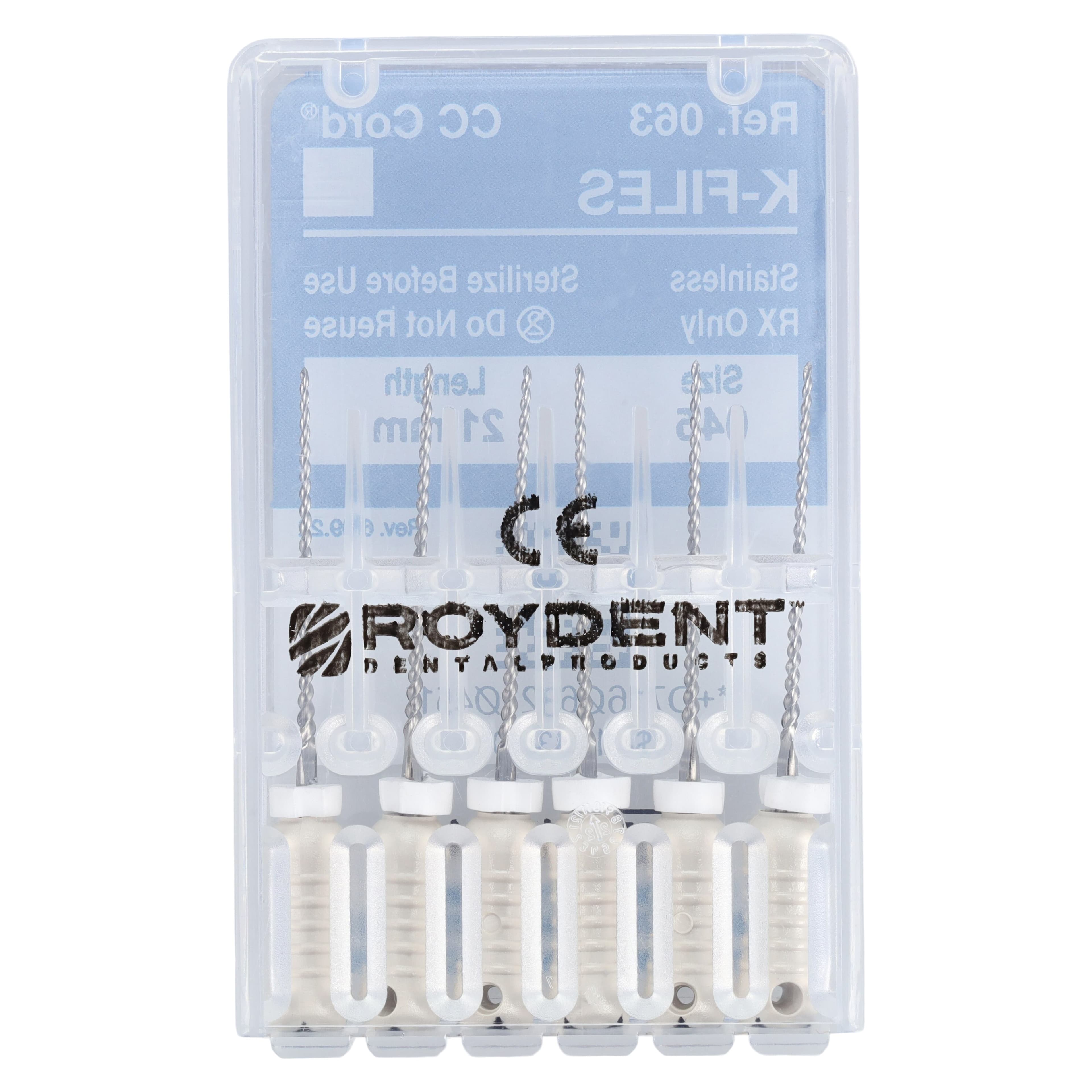 Roydent K-Type Files, Size #45, 21mm, Stainless Steel, White, 6/Pack, 06321045R thumbnail 2