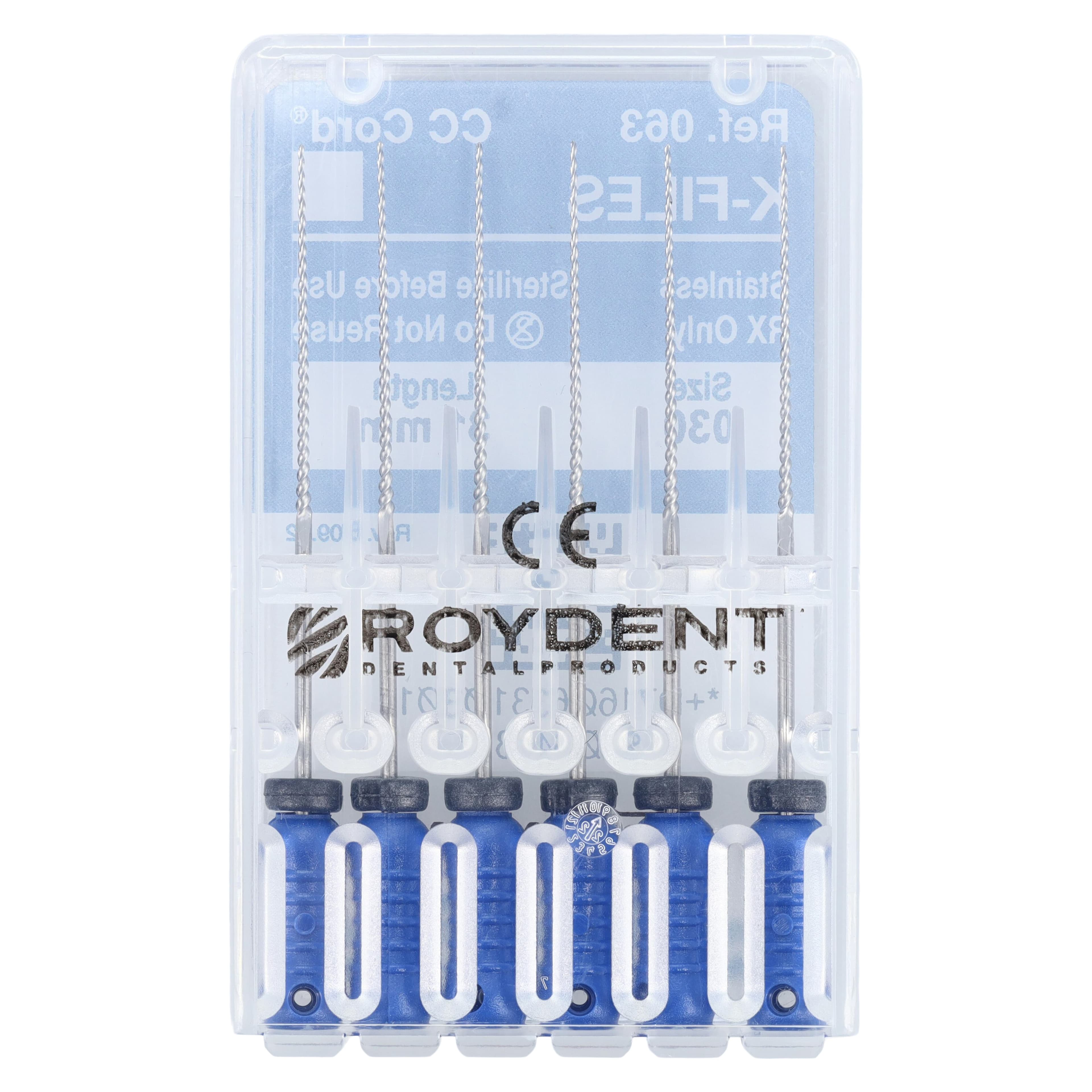 Roydent K-Type Files, Size #30, 31mm, Stainless Steel, Color-Coded Blue, 6/Pack, 06331030R thumbnail 2