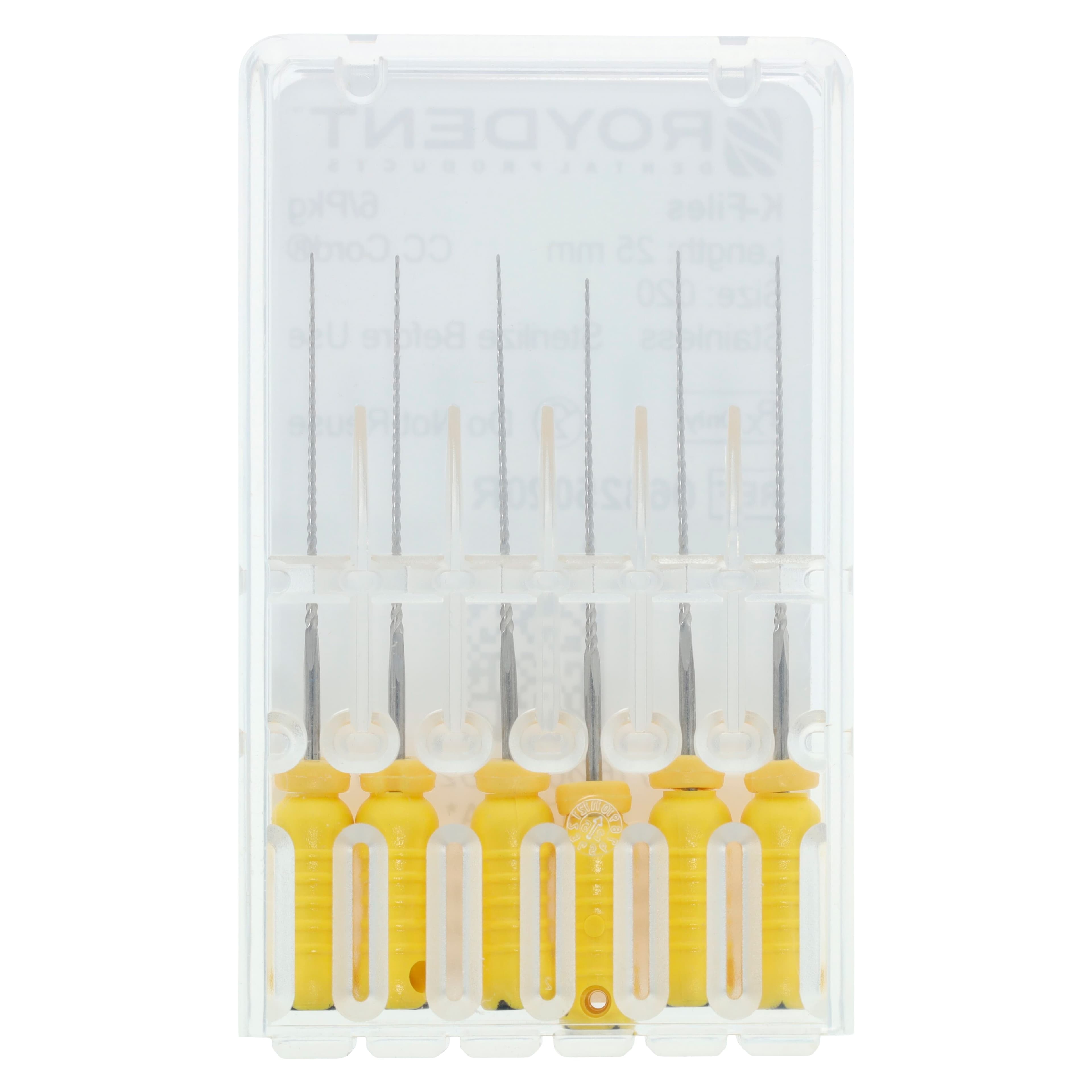 Roydent K-Type Files #20 (Yellow), 25mm, Stainless Steel, Pack of 6, 06325020R thumbnail 5