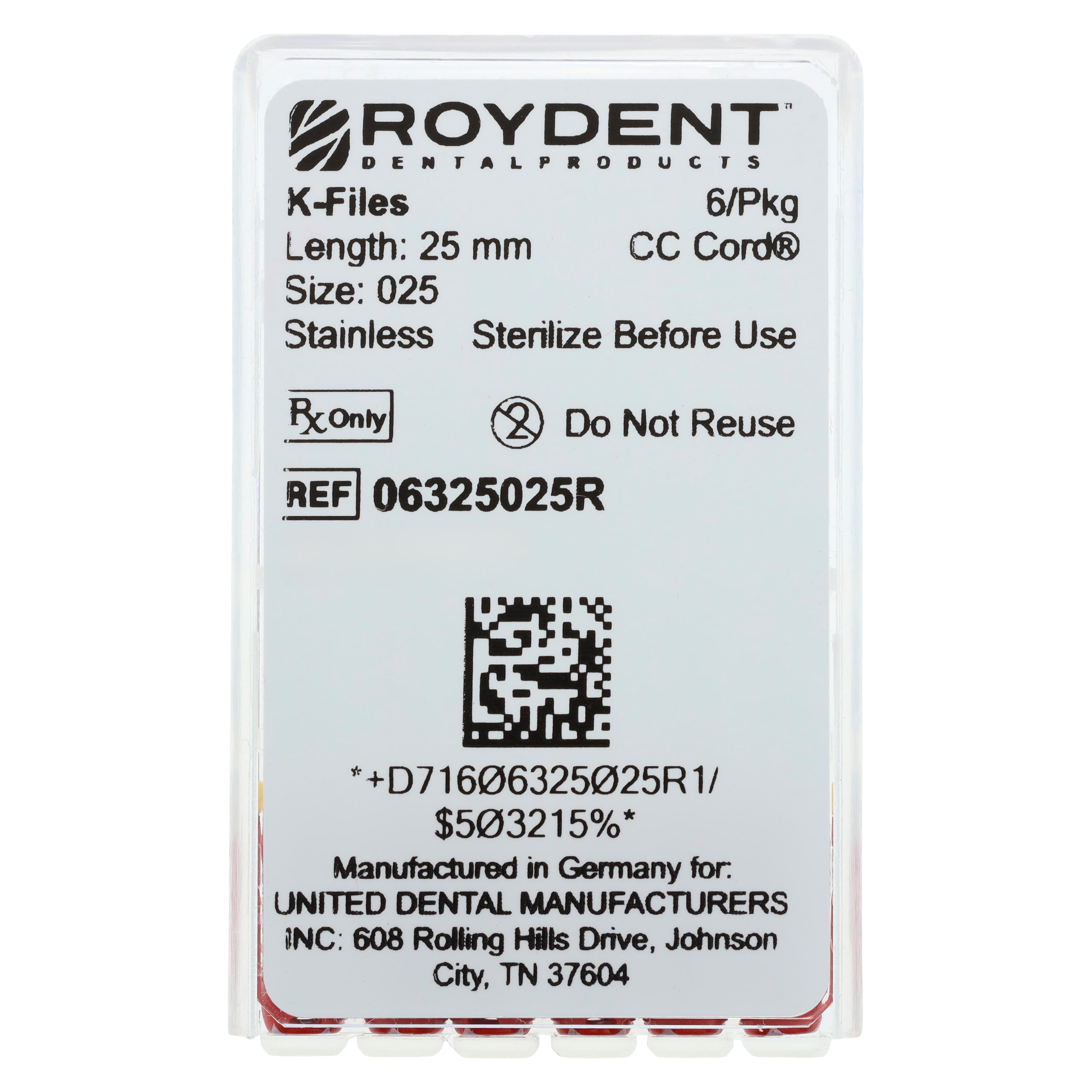 Roydent K-Type Files #25, 25mm, Pack of 6, Red, 06325025R thumbnail 3