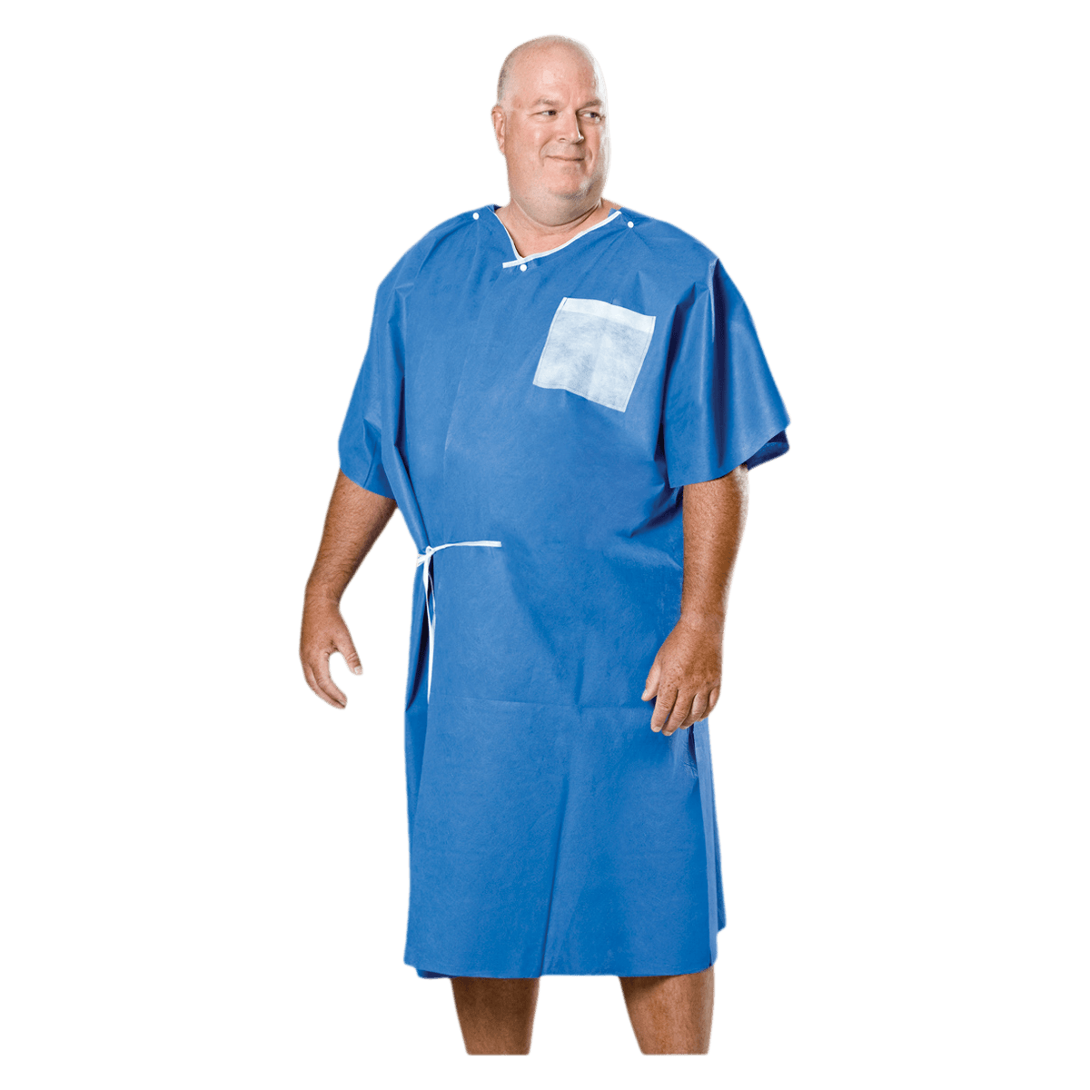 AmpleWear Front-Opening Disposable Exam Gown, Waist Tie, IV Sleeve, 3X-Large, Blue, 40 in x 50 in, 25/Case thumbnail 2