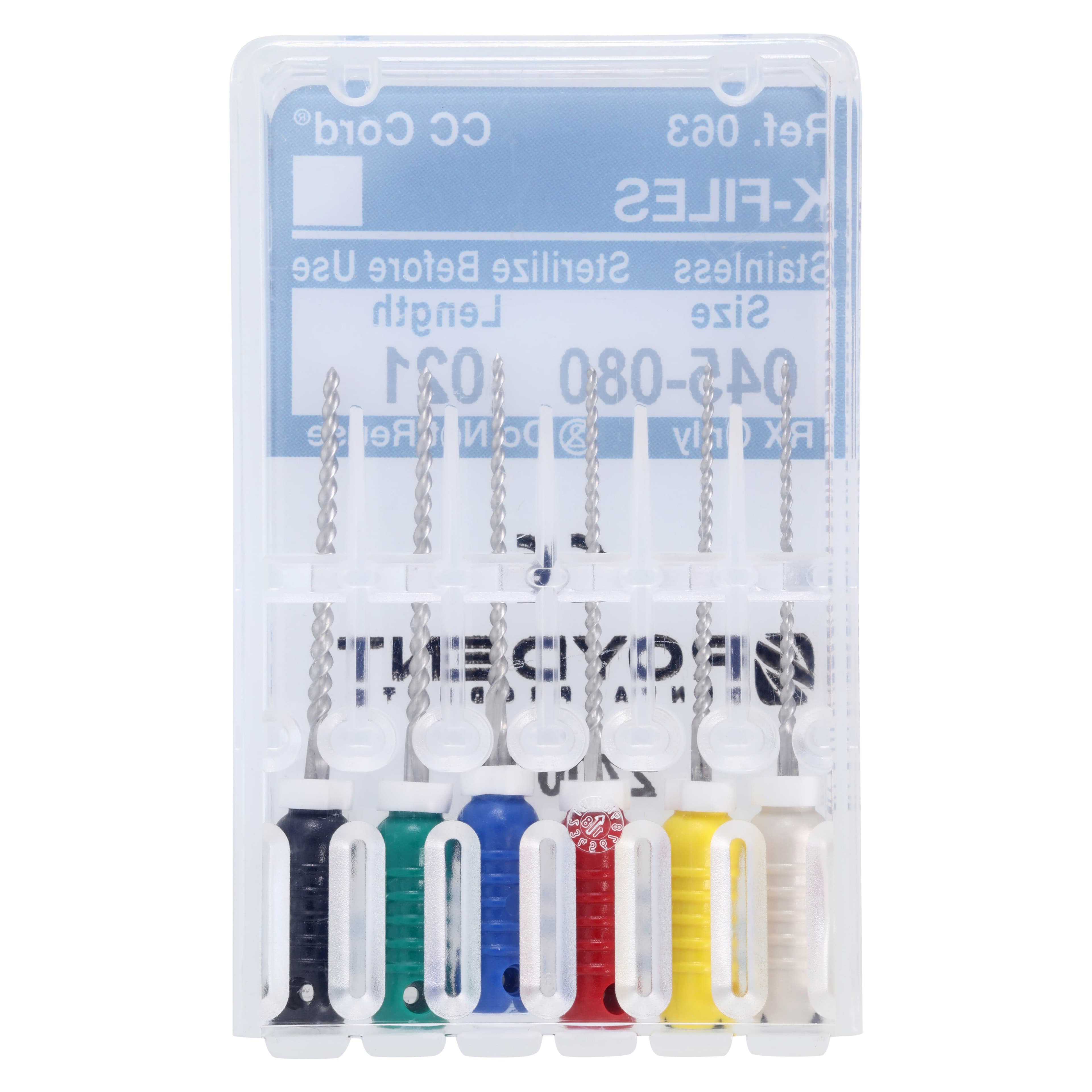 Roydent K-Type Files (K-Files), 21mm, Assorted #45-80, Stainless Steel, Color Coded, 6/Pack, 06321165R thumbnail 2