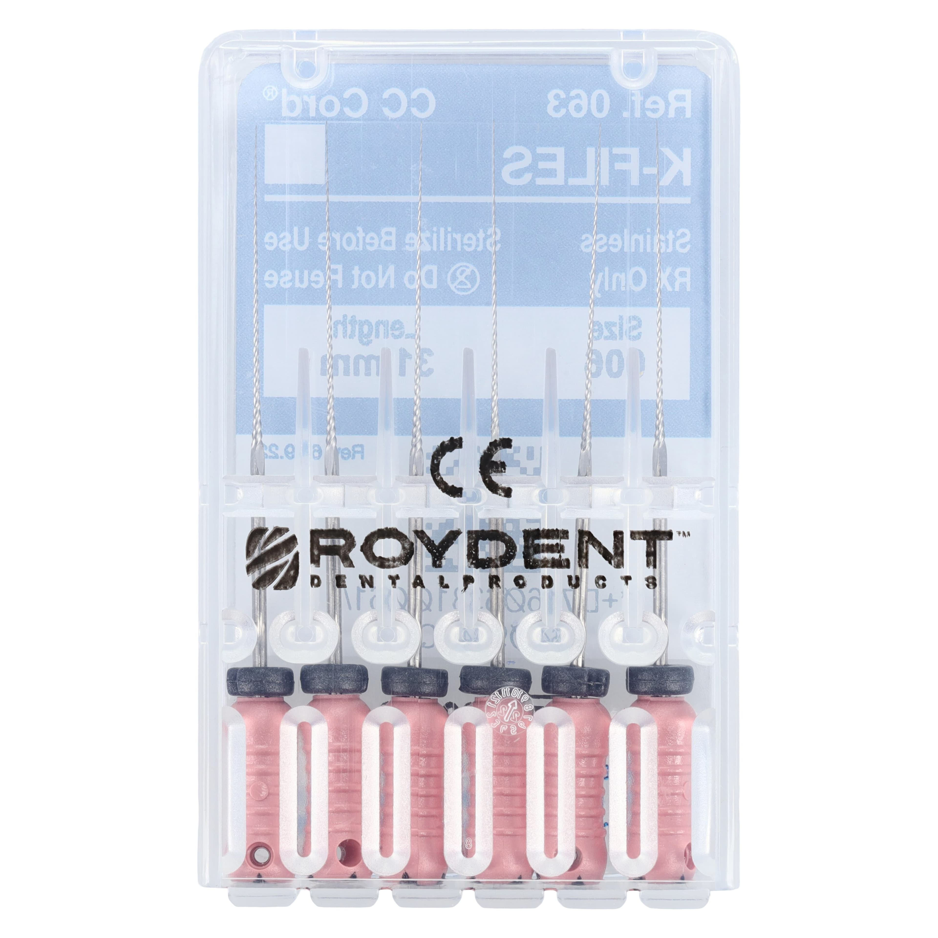 Roydent K-Type Files, Size #06, 31mm, Stainless Steel, Color-Coded Pink, 6/Pack, 06331006R thumbnail 2