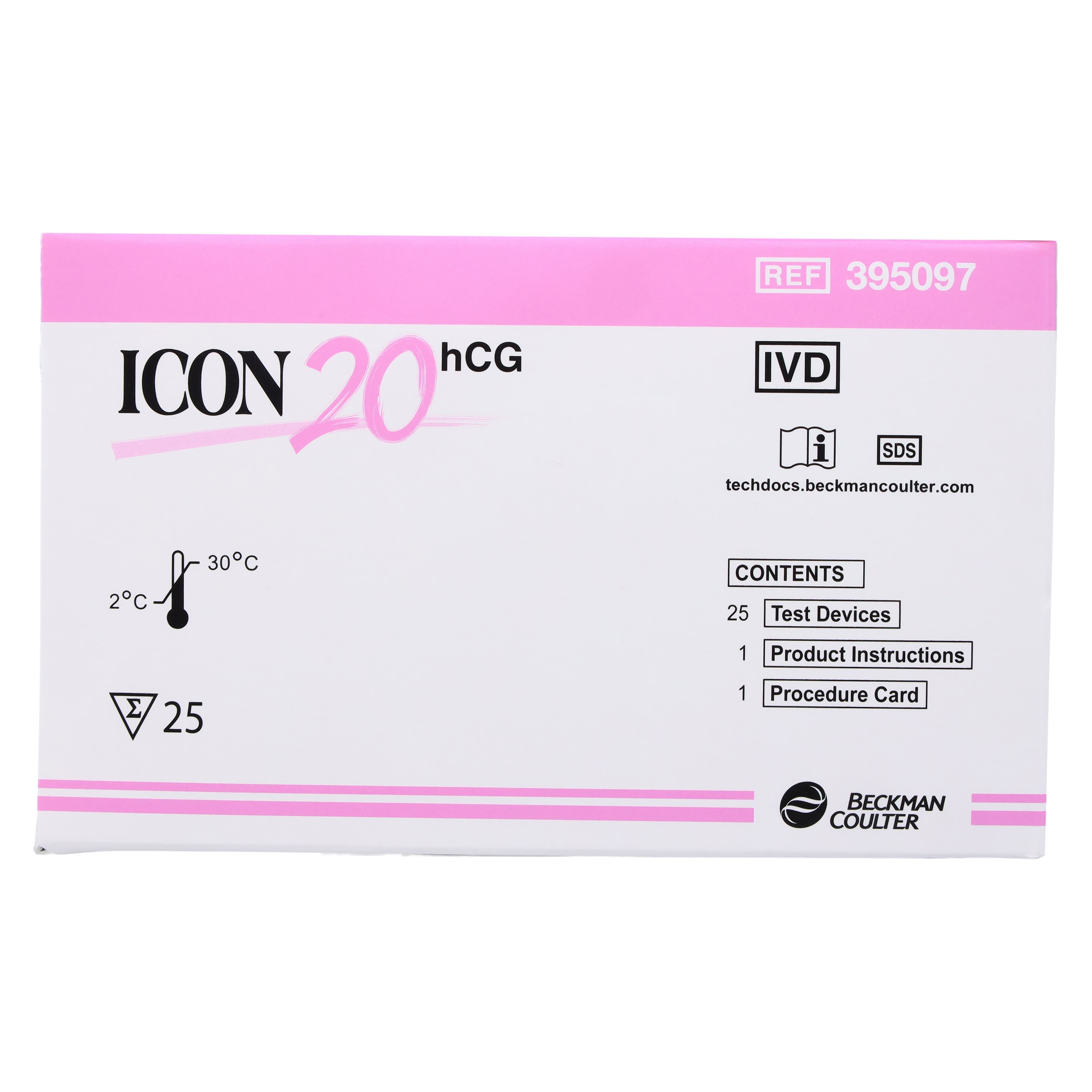 Beckman Coulter Icon 20 hCG Cassette Test, CLIA Waived for Urine / Moderate for Serum, with Dropper, Box thumbnail 4