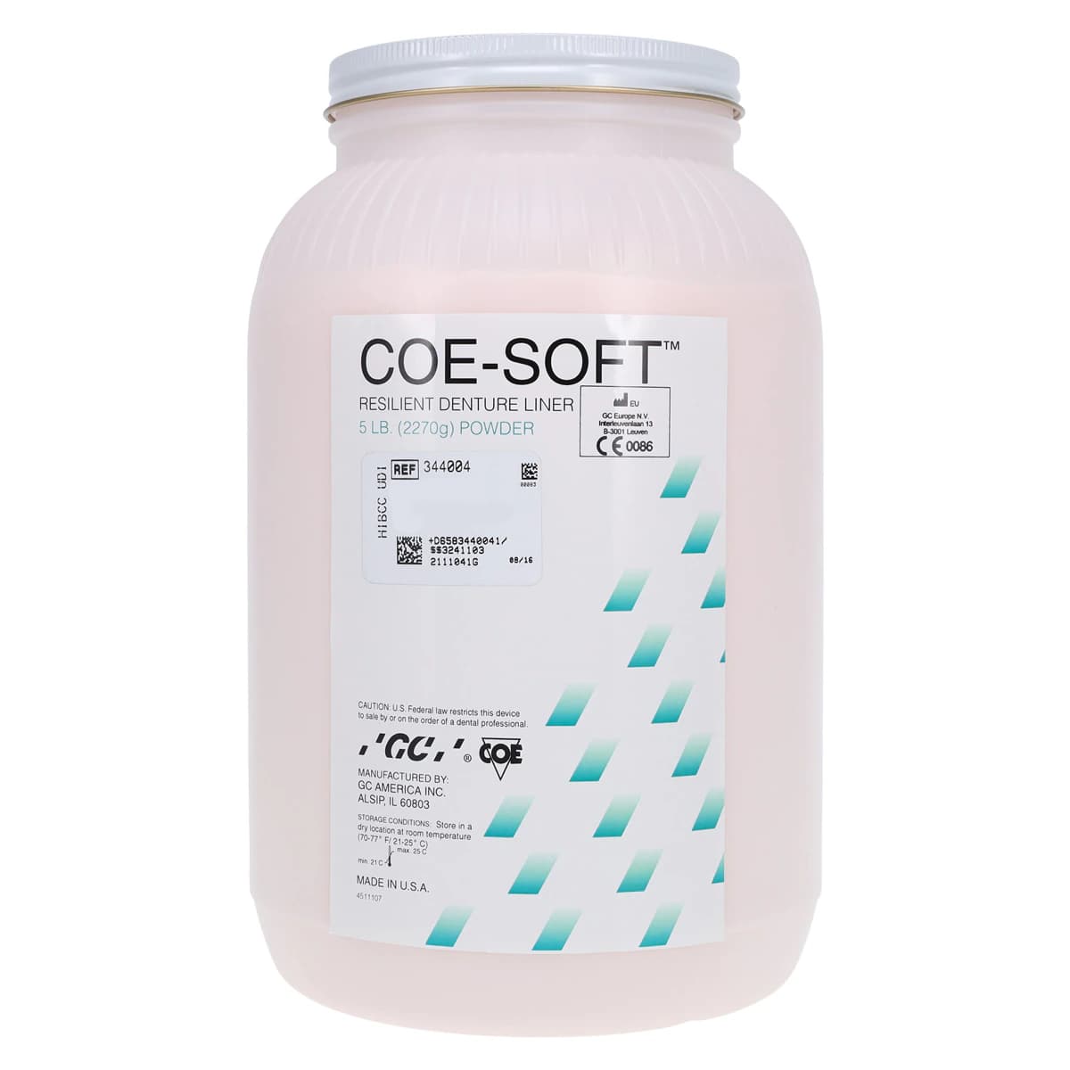 Coe-Soft Resilient Denture Reline Material, Self-Cure, Powder Refill, 5 lb Jar, Pink, 344004 thumbnail 3