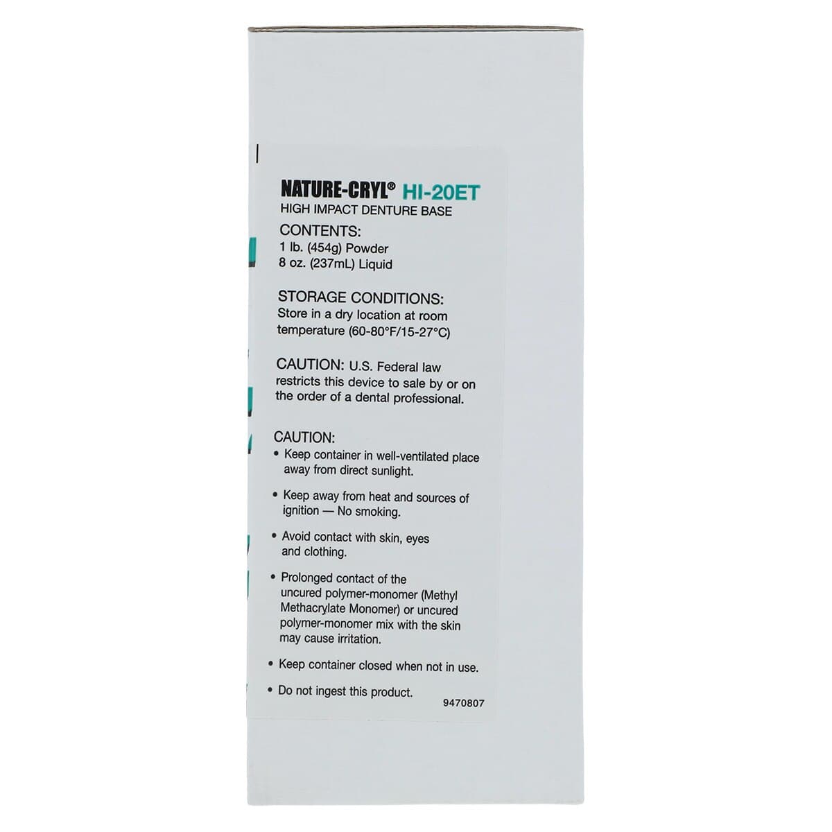 Nature-Cryl HI-20ET Denture Base Resin, COE-LOR Mild Shade, 1:1 Pack (1 lb Powder & 8 oz Liquid), 349711 thumbnail 2