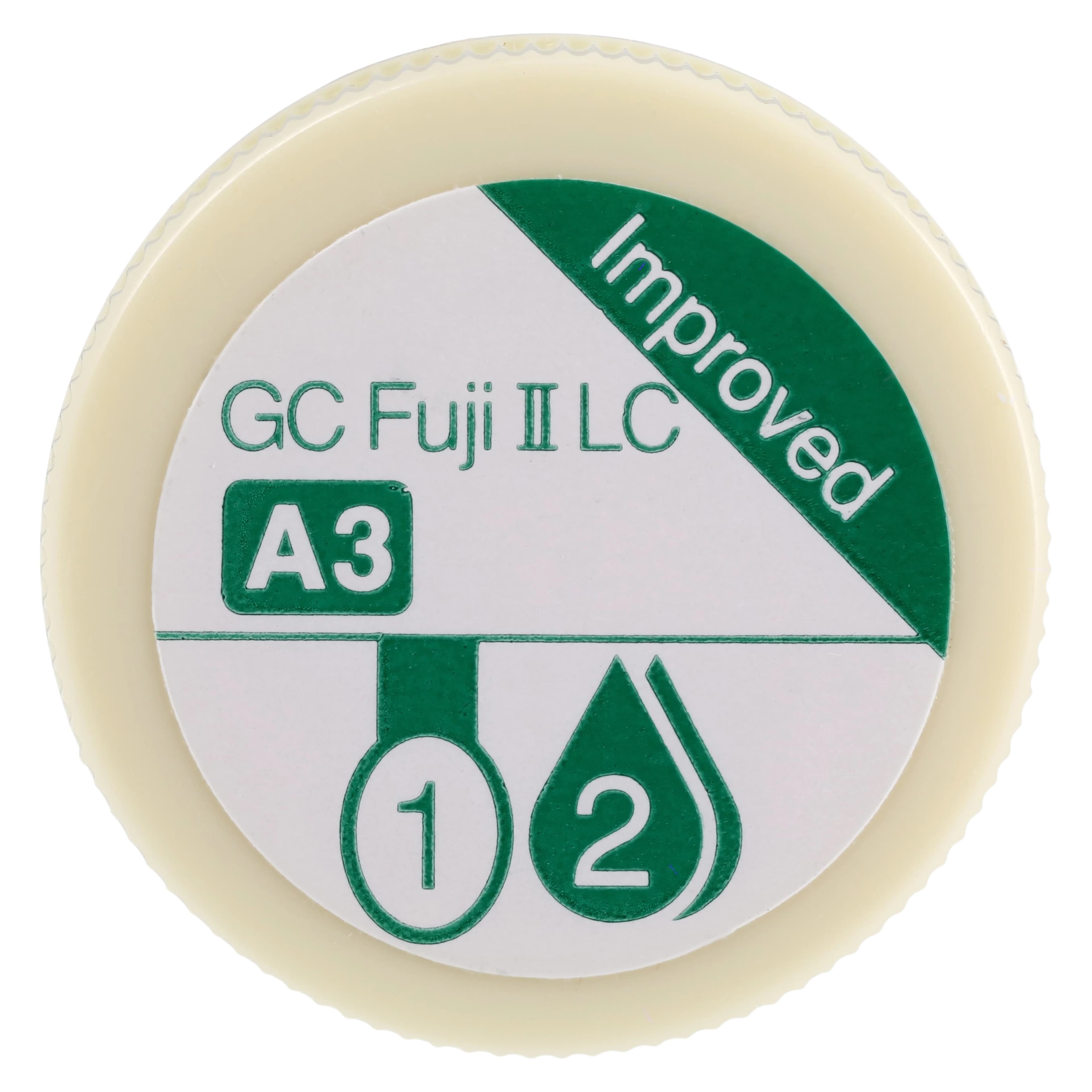 GC Fuji II LC Improved Light-Cure Resin-Reinforced Glass Ionomer Restorative, 1:1 Package, Shade A3, 15 g Powder / 6.8 ml Liquid, #000186 thumbnail 5