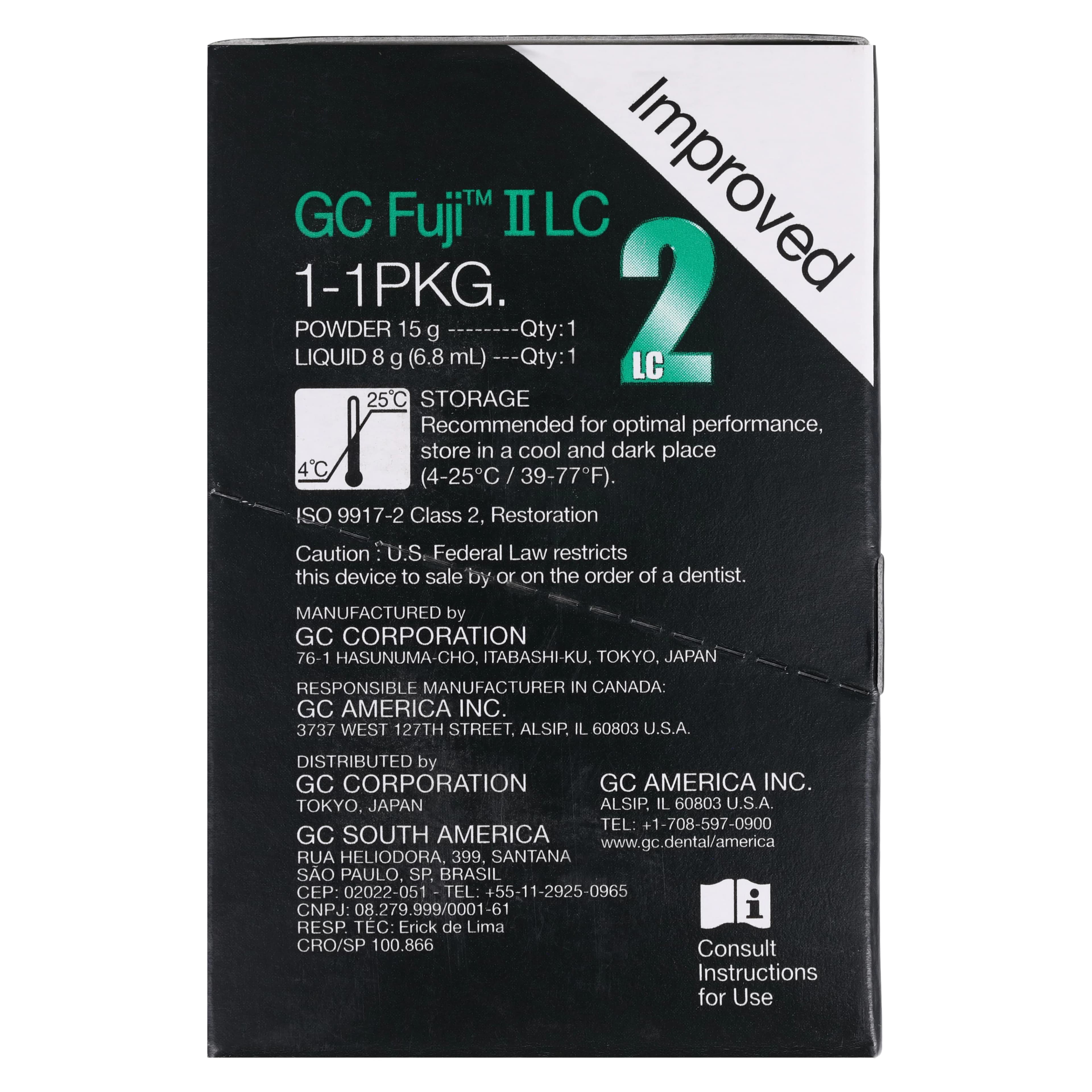 GC Fuji II LC Improved Light-Cure Resin-Reinforced Glass Ionomer Restorative, 1:1 Package, Shade A3, 15 g Powder / 6.8 ml Liquid, #000186 thumbnail 7