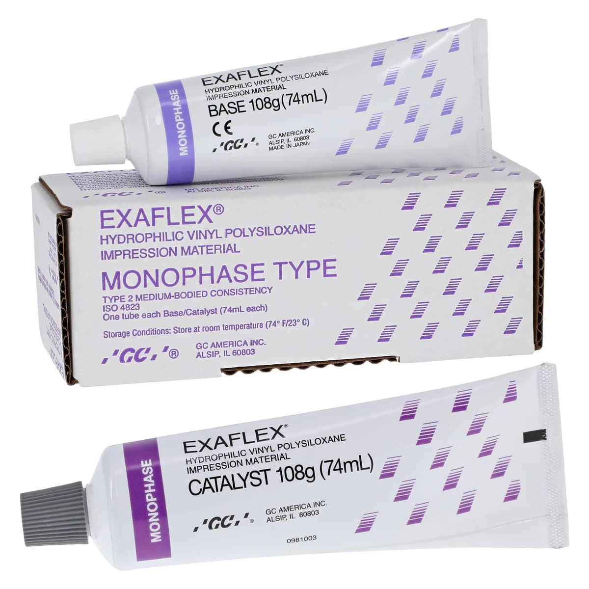 EXAFLEX® Vinyl Polysiloxane Impression Material, Monophase, No Frill Refill, 2 x 74 ml Tubes, 138420 - EXAFLEX® Vinyl Polysiloxane Impression Material, “No Frill” Refill - Monophase - Image 1