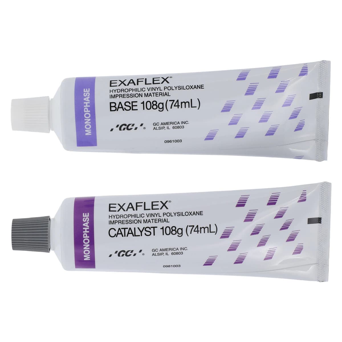 EXAFLEX® Vinyl Polysiloxane Impression Material, Monophase, No Frill Refill, 2 x 74 ml Tubes, 138420 thumbnail 3