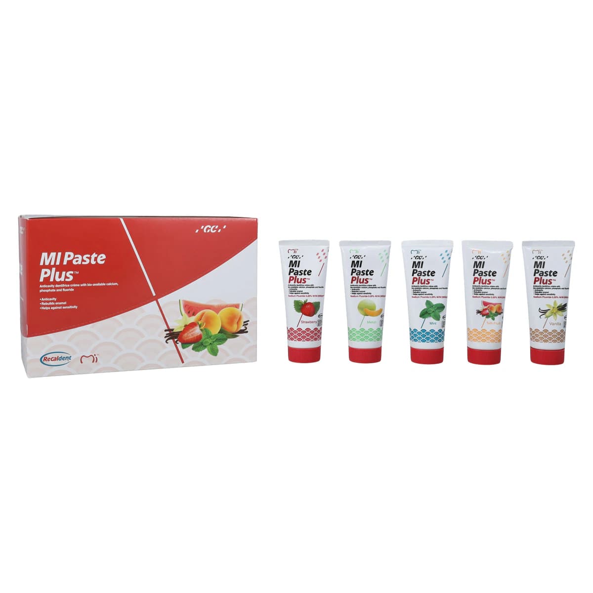 GC America MI Paste Plus Topical Tooth Crème with RECALDENT (CPP-ACP) and 900 ppm Fluoride, Assorted Flavors, 40 g Tubes, 10/Pk, 422614 thumbnail 2