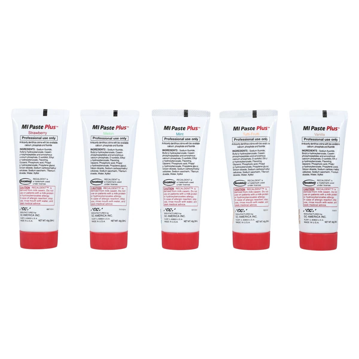 GC America MI Paste Plus Topical Tooth Crème with RECALDENT (CPP-ACP) and 900 ppm Fluoride, Assorted Flavors, 40 g Tubes, 10/Pk, 422614 thumbnail 4