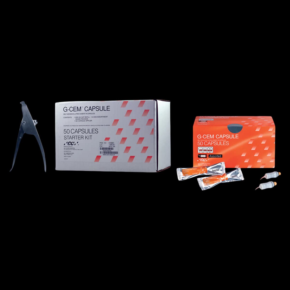 G-CEM Self-Adhesive Resin Cement Capsule Starter Kit with Applier, Assorted Shades, 50 Capsules, 439003 - G-Cem Starter Kit - Image 1