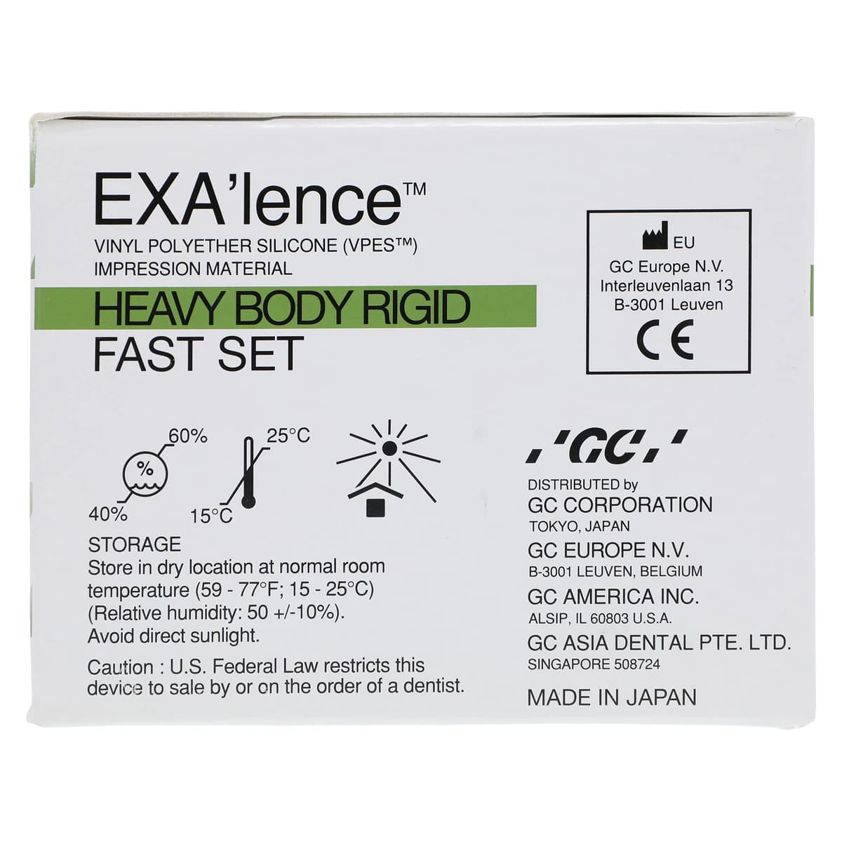 EXA'lence VPES Impression Material Refill, Fast Set, Heavy Body Rigid (Green), 48 mL Cartridges, 4/Pkg, 12 Mixing Tips, GC America 137104 thumbnail 3