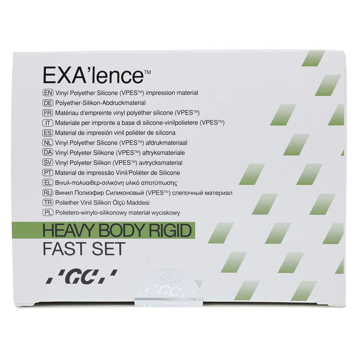 EXA'lence VPES Impression Material Refill, Fast Set, Heavy Body Rigid (Green), 48 mL Cartridges, 4/Pkg, 12 Mixing Tips, GC America 137104 thumbnail 2