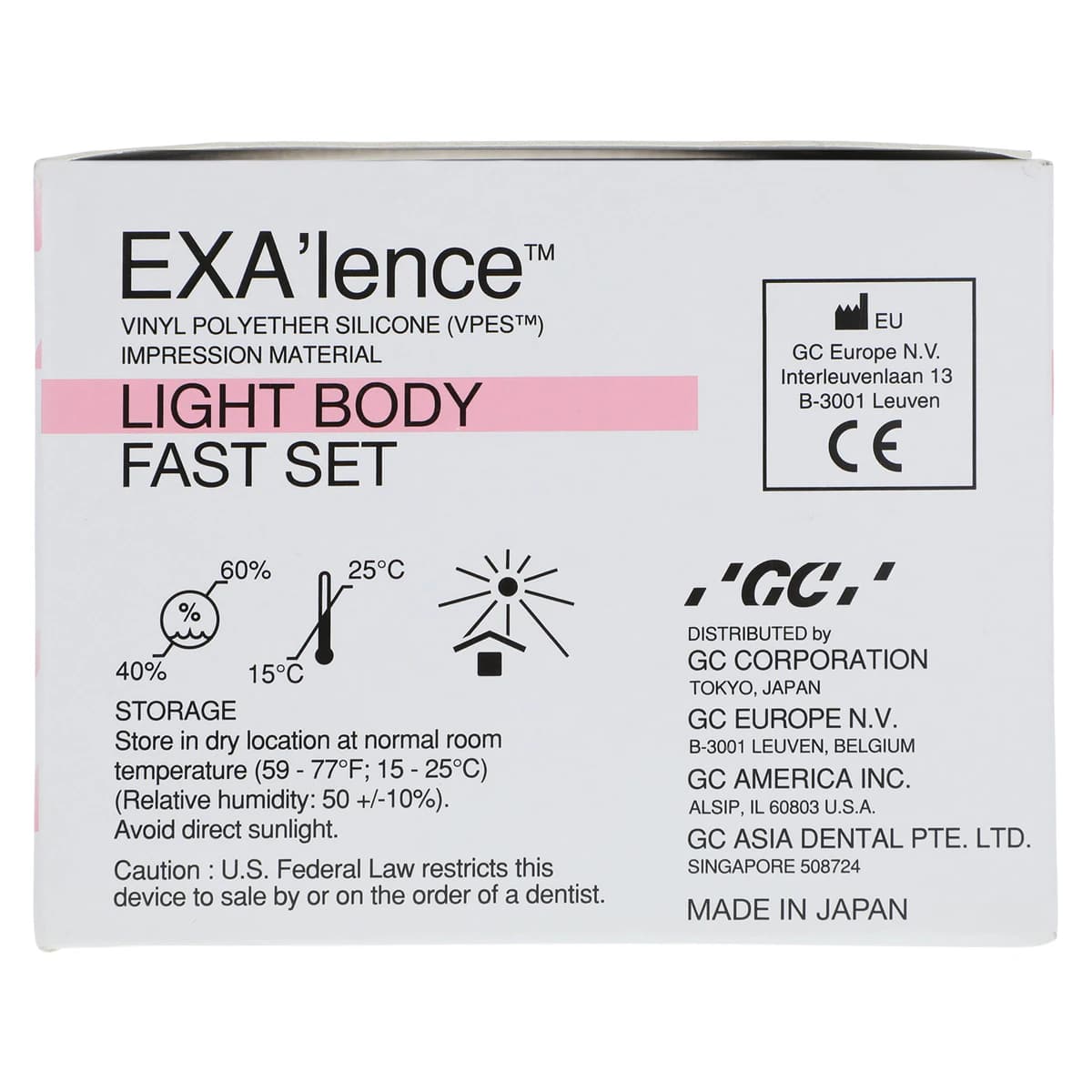 EXA'lence VPES Impression Material Refill, Light Body, Fast Set, Pink, 4 x 48 mL Cartridges with 12 Mixing Tips, GC America 137304 thumbnail 3