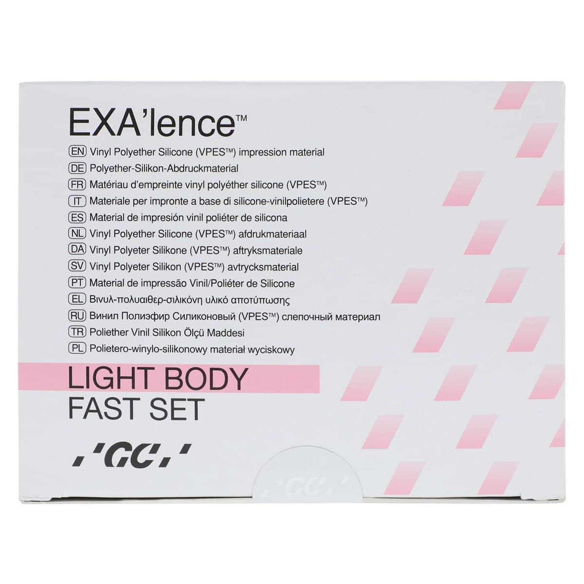 EXA'lence VPES Impression Material Refill, Light Body, Fast Set, Pink, 4 x 48 mL Cartridges with 12 Mixing Tips, GC America 137304 thumbnail 2