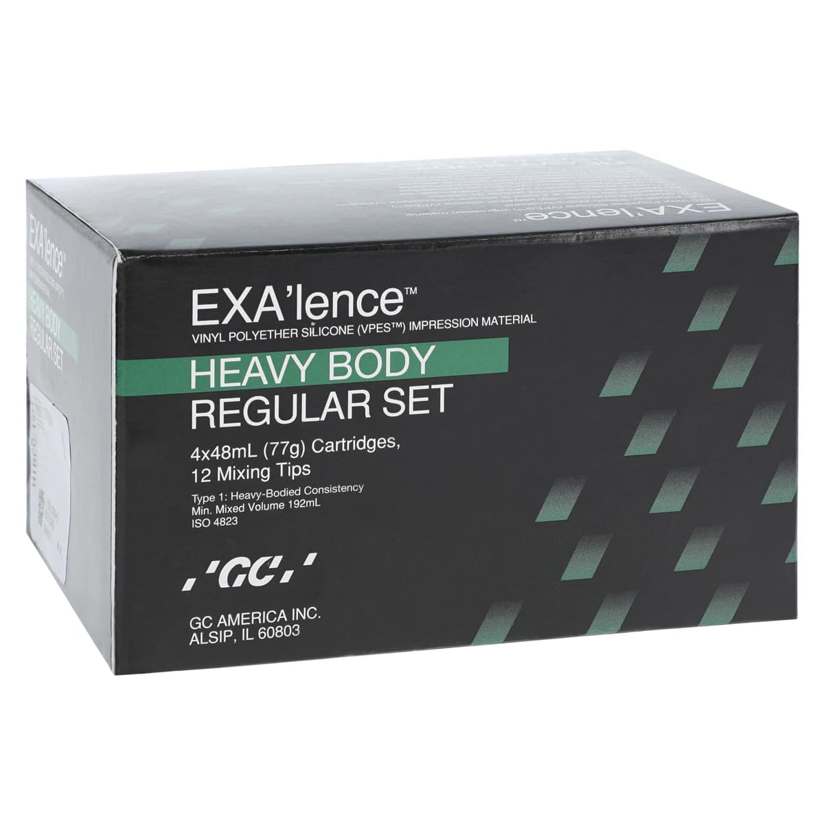 GC America EXA'lence VPES Impression Material Refill, Heavy Body, Regular Set, 48 mL Cartridges, 4/Pkg with 12 Mixing Tips, 137004 - GC America - EXAin.lence Refill - REGULAR SET (48 mL) - Heavy Body (Dark Green) - Image 1