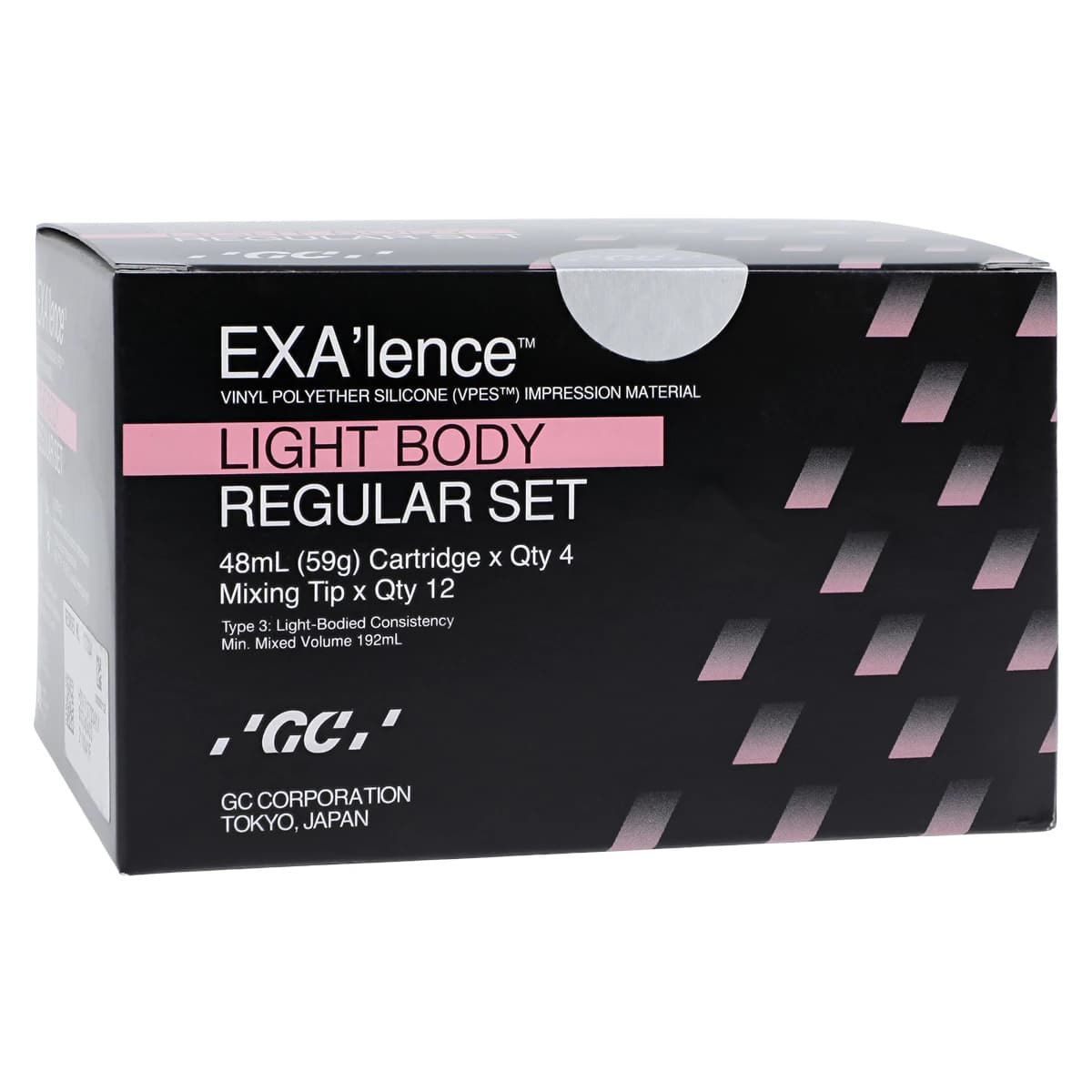 GC America EXA'lence VPES Impression Material Refill, Light Body, Regular Set, 48 mL Cartridges, 4/Pkg with 12 Mixing Tips, Pink, 137334 - GC America - EXAin.lence Refill - REGULAR SET (48 mL) - Light Body (Pink) - Image 1