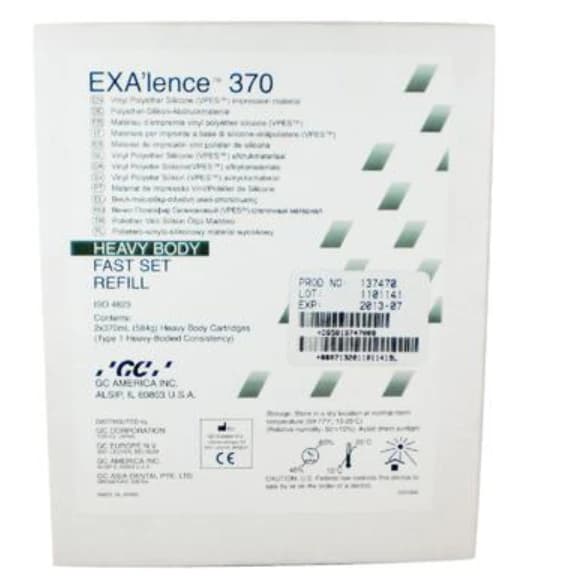 GC America Exa'lence VPES Impression Material, Heavy Body Fast Set, 370 mL Cartridge Refill, 2/Pkg, 137470 - Exa'Lence 370Ml Fast Heavy Refill - Image 1