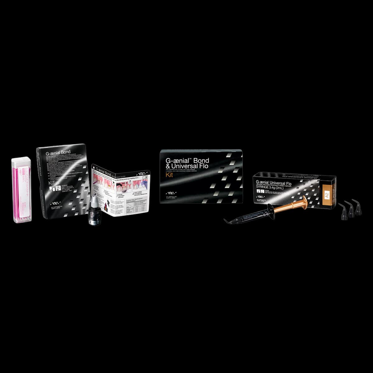 G-aenial Bond & Universal Flo Intro Kit, Self-Etch/Light-Cure, 5 mL Bond + 3.4 g A2 Flo Syringe, 400222 - G-aenial Bond &amp; Universal Flo Bonding Agent, Self-Etch/Light-Cure, Intro Kit, 1/Pk - Image 1