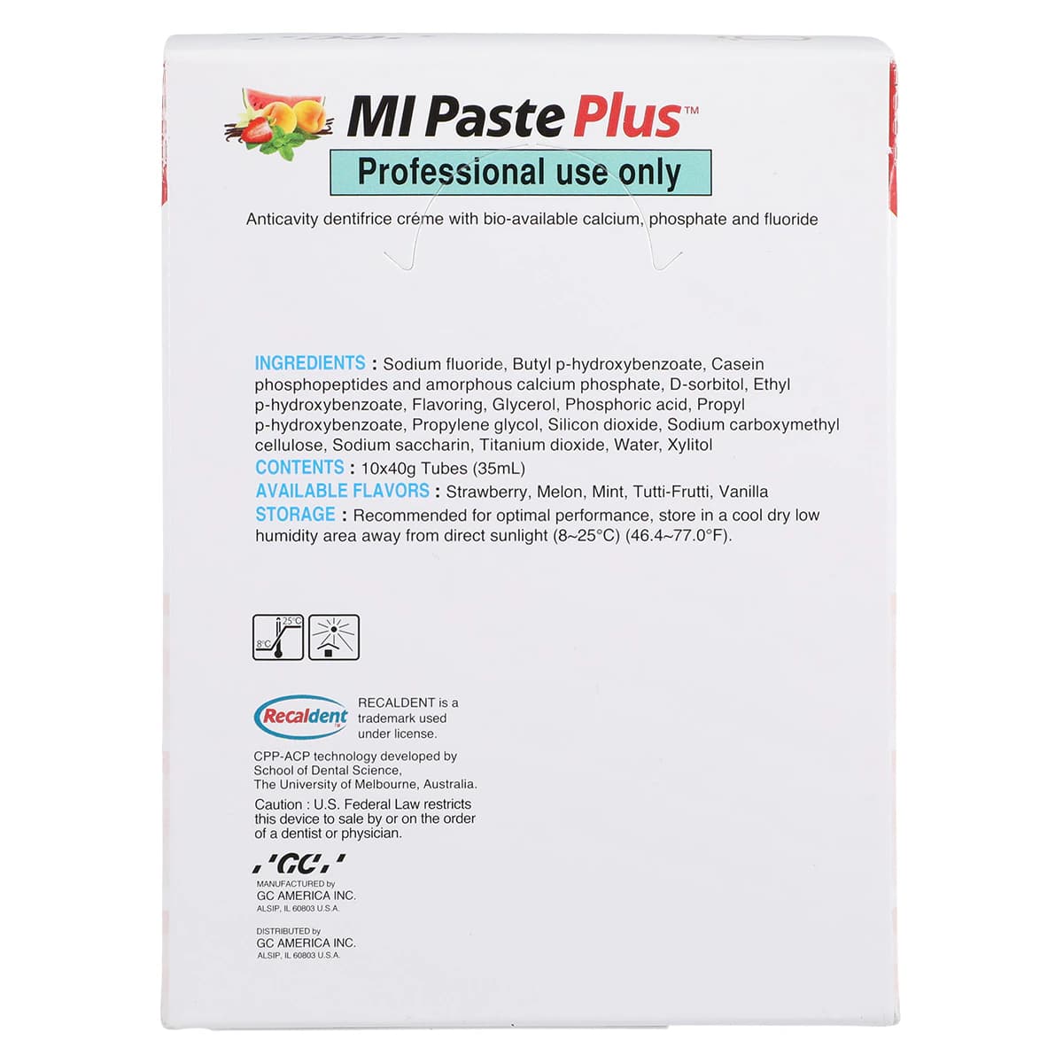 GC America MI Paste Plus Mint Topical Tooth Crème with RECALDENT and Fluoride, 40 g Tubes, 10/Box, 422621 thumbnail 8