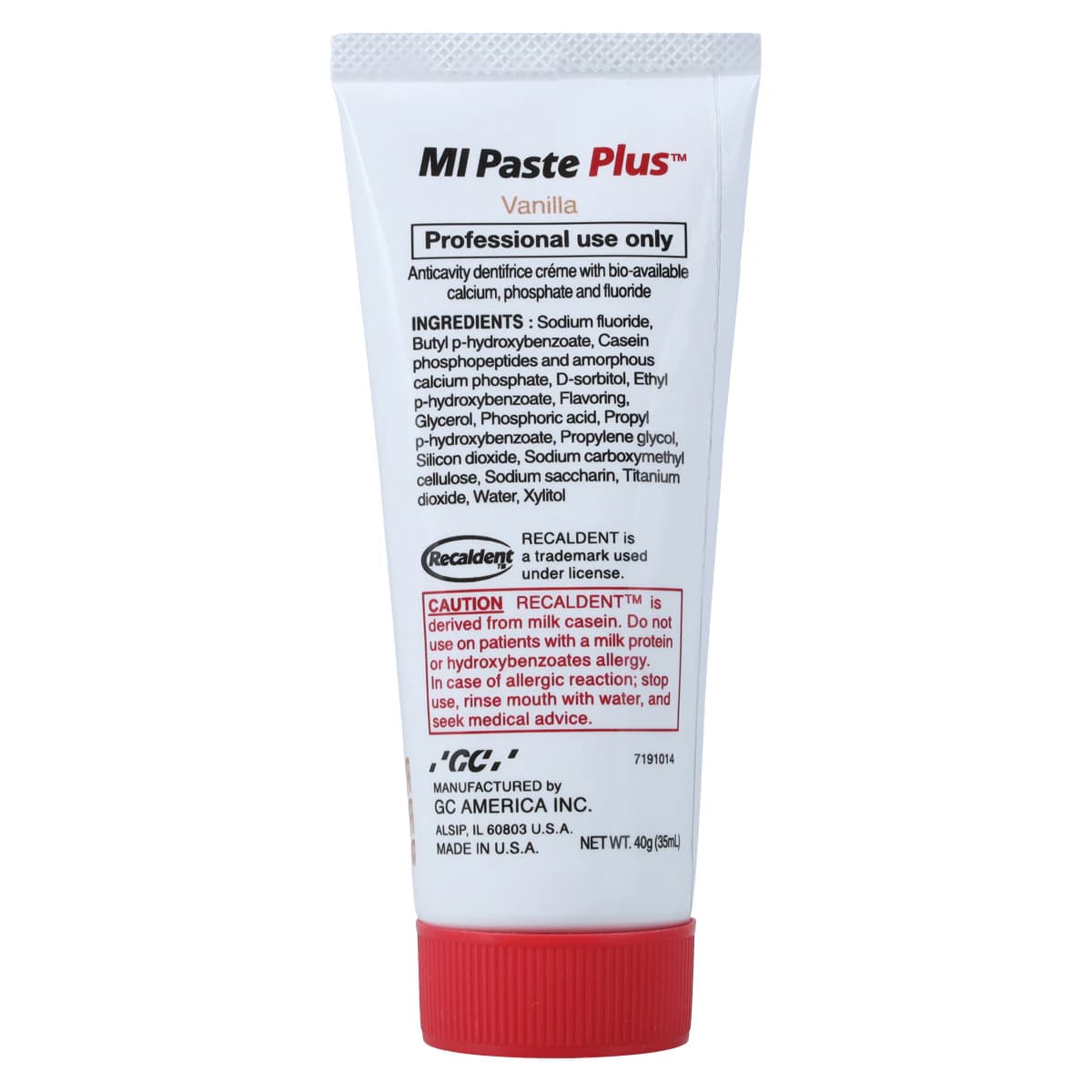 GC America MI Paste Plus Topical Tooth Cream with Fluoride, Vanilla, 40 g Tubes, 10/Box, 422888 thumbnail 5