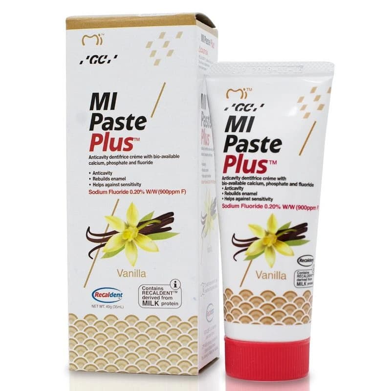 GC America MI Paste Plus Topical Tooth Cream with Fluoride, Vanilla, 40 g Tubes, 10/Box, 422888 - MI Plus Paste Vanilla 10/Pk - Image 1