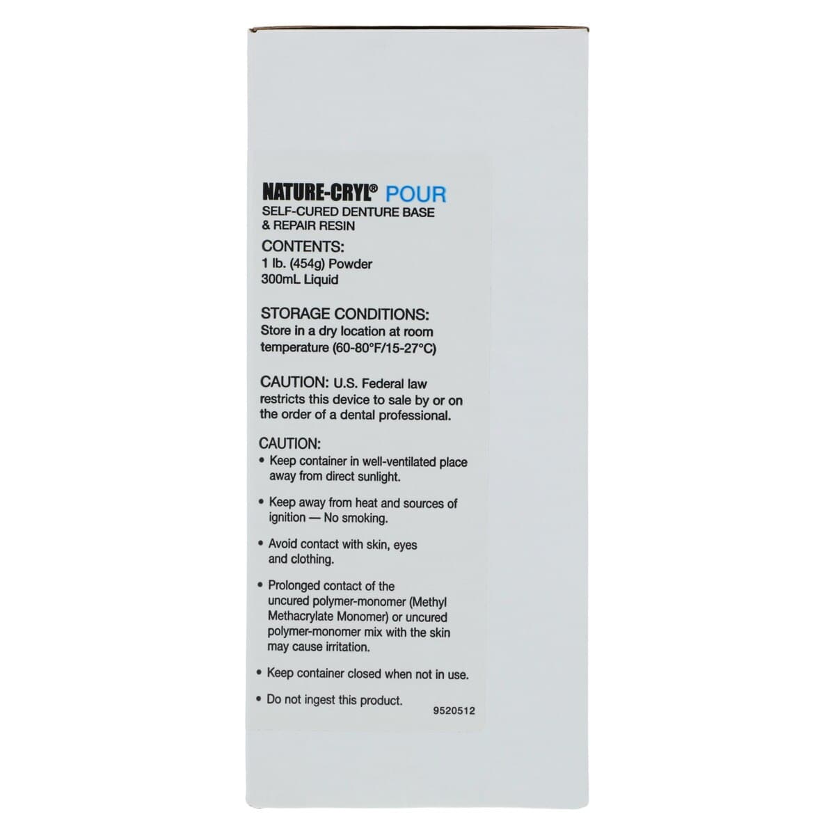 Nature-Cryl Pour 1:1 Package, Light Reddish Pink, 1 lb Powder & 300 mL Liquid, GC America 349837 thumbnail 2