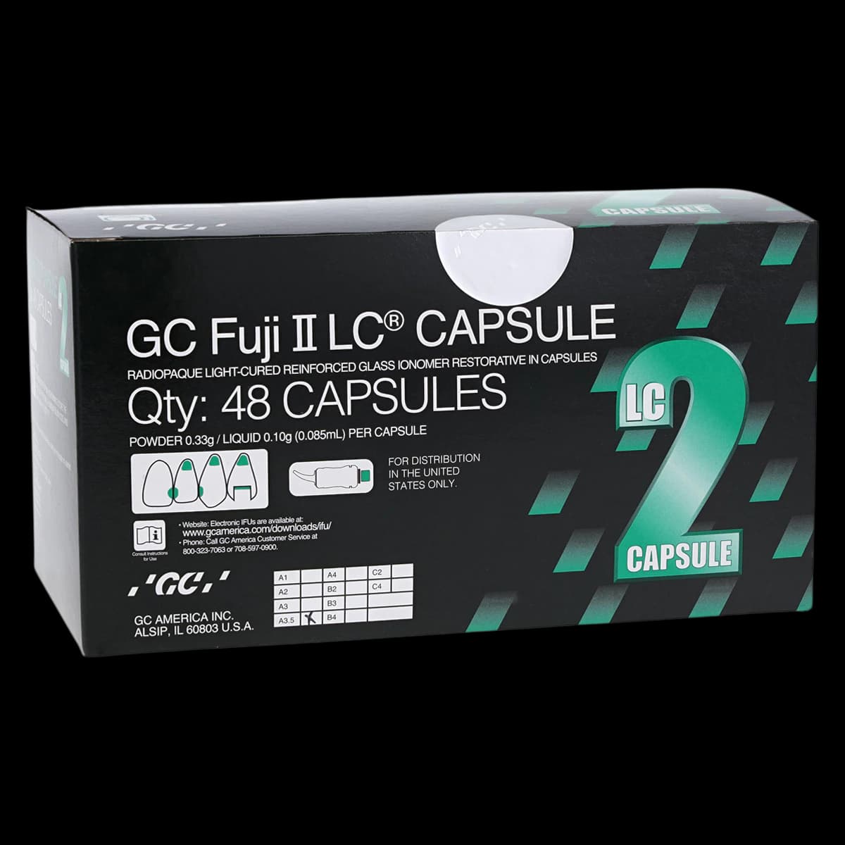 GC Fuji II LC Light-Cured Resin-Reinforced Glass Ionomer Restorative Capsules, Shade A3.5, 48/Box, 425004 - GC Fuji II LC Capsules 48/Box - Image 1