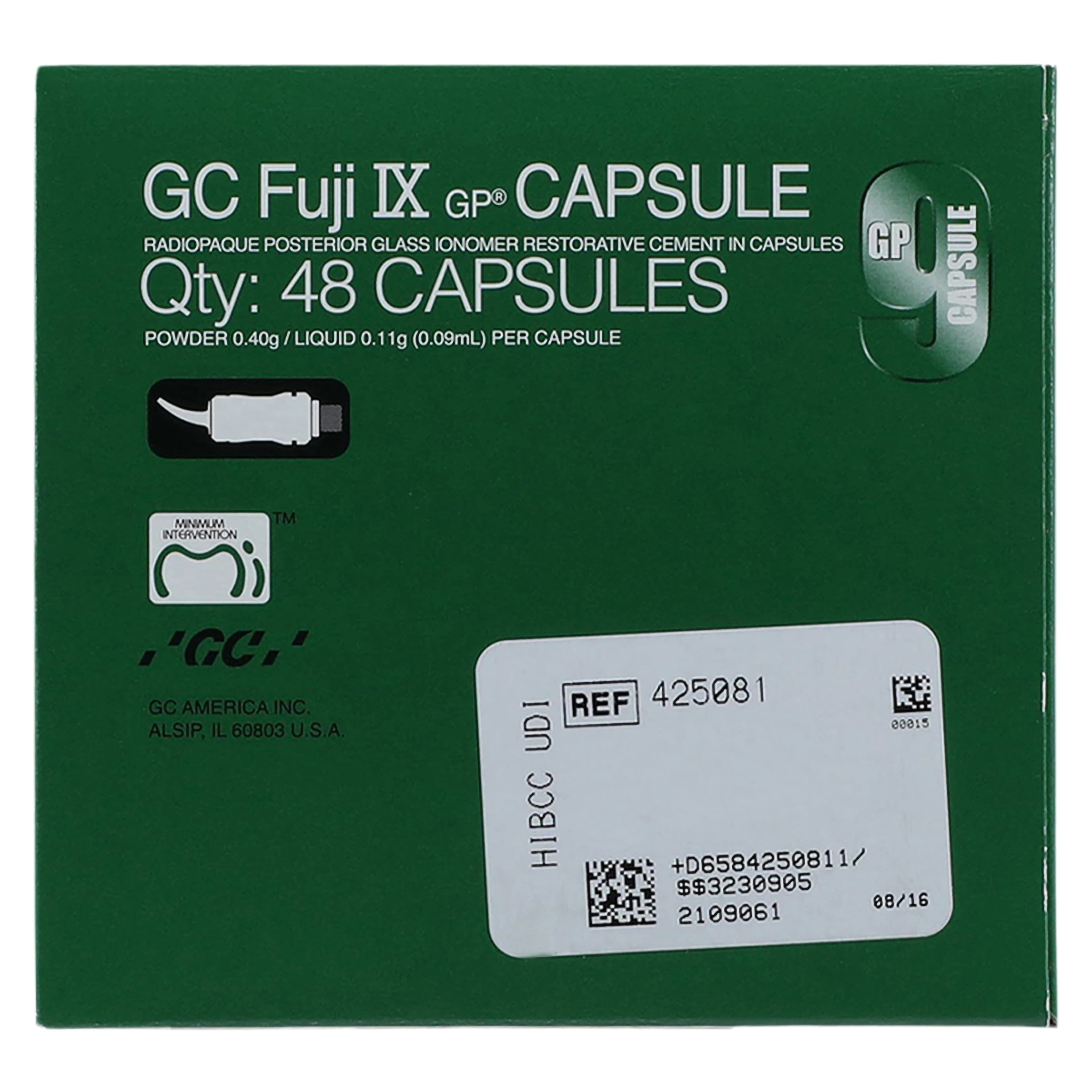GC Fuji IX GP Glass Ionomer Restorative, Self-Cure, Regular Set, Capsule Refill, Shade A2, 0.14 ml, 48/Pk, 425081 thumbnail 6